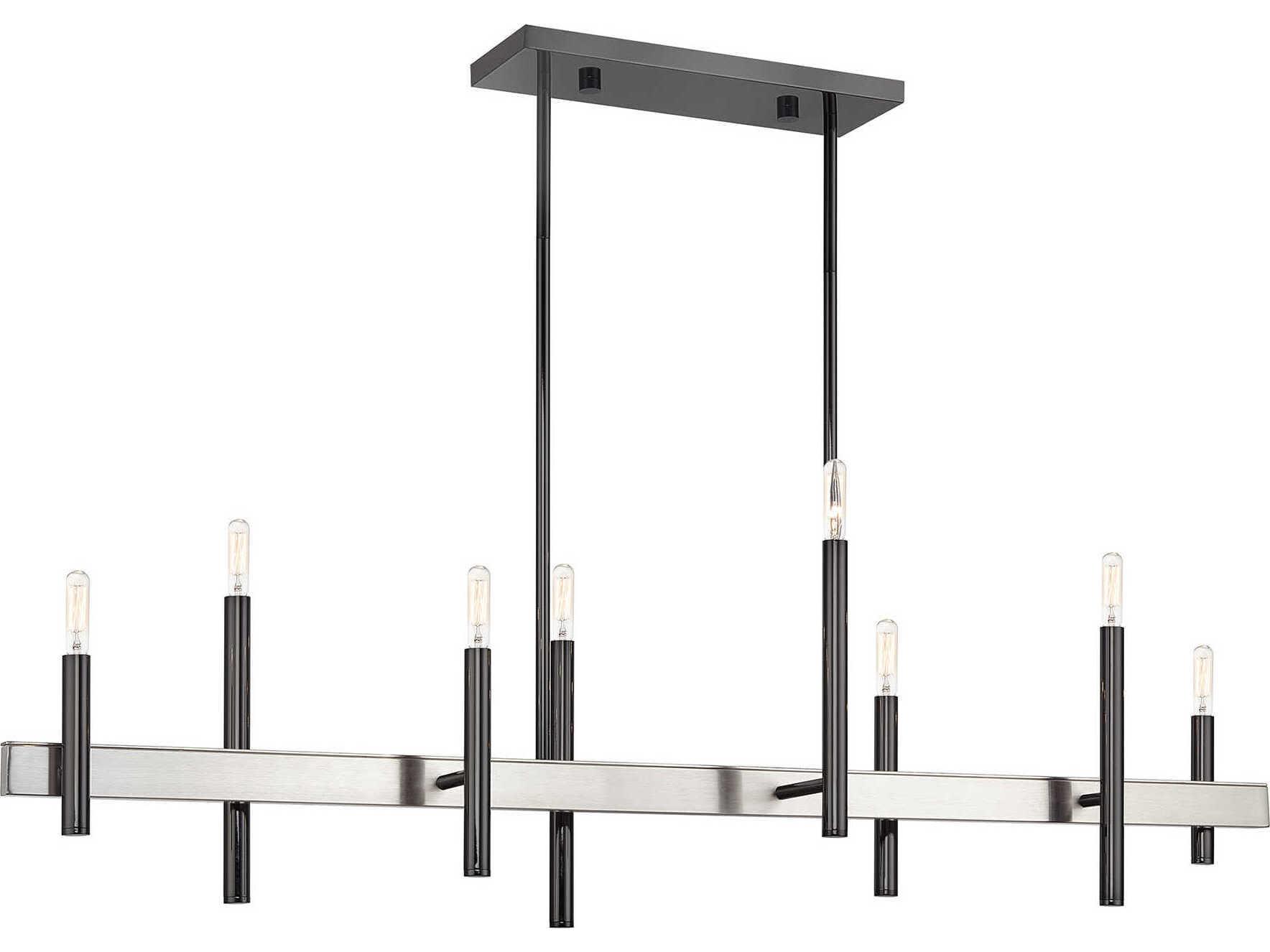 Livex Lighting Denmark 8-Light Black Chrome Brushed Nickel Island Pendant