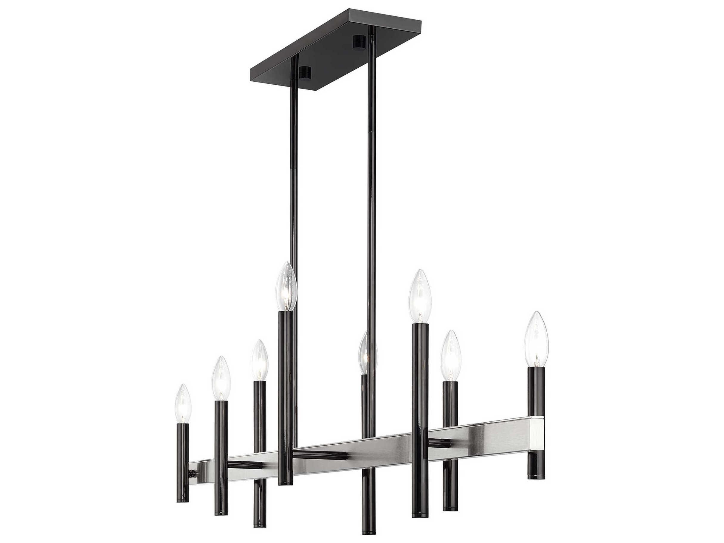 Livex Lighting Denmark 8-Light Black Chrome Brushed Nickel Island Pendant