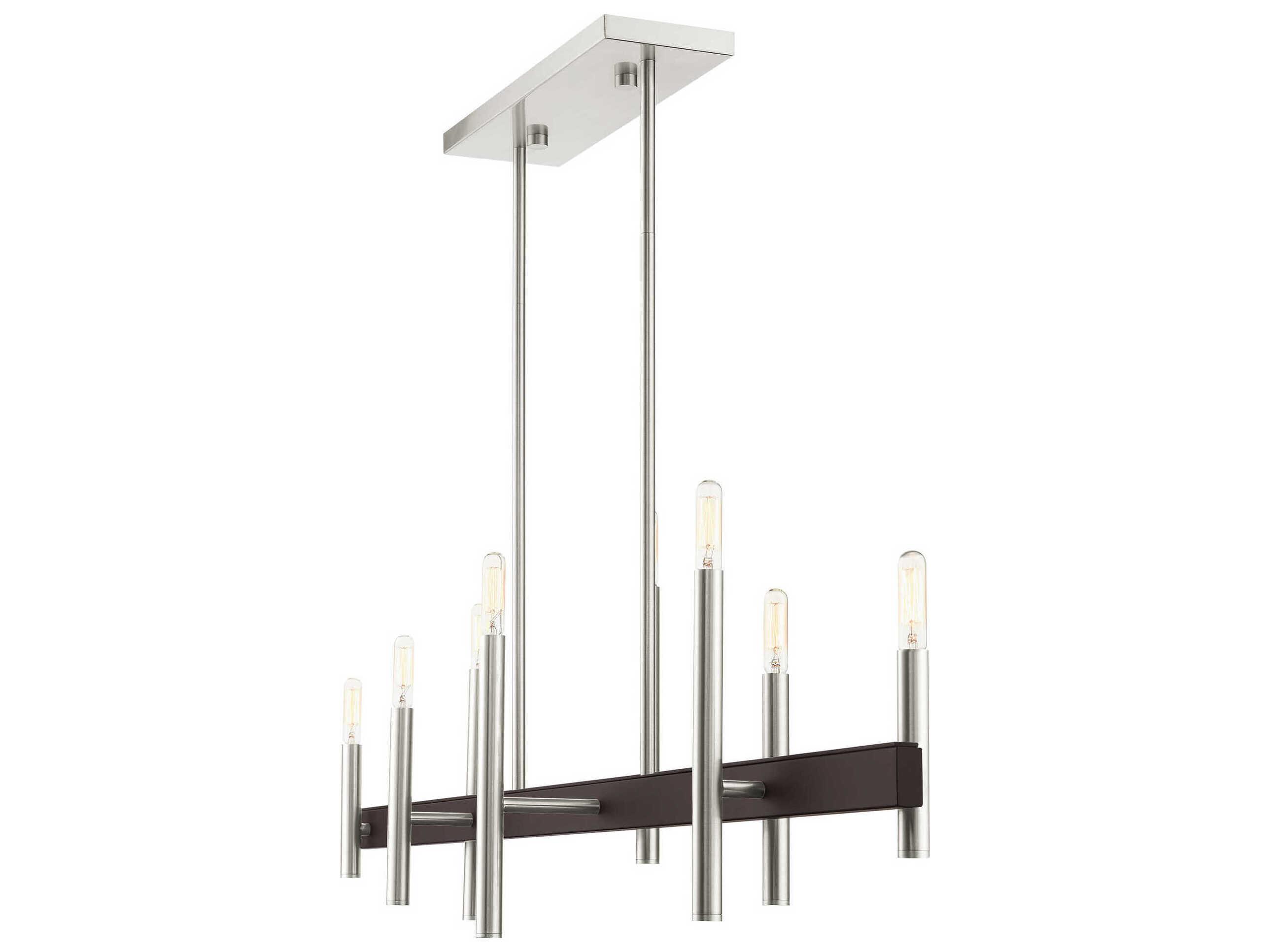 Livex Lighting Denmark 8-Light Brushed Nickel Bronze Linear Island Pendant