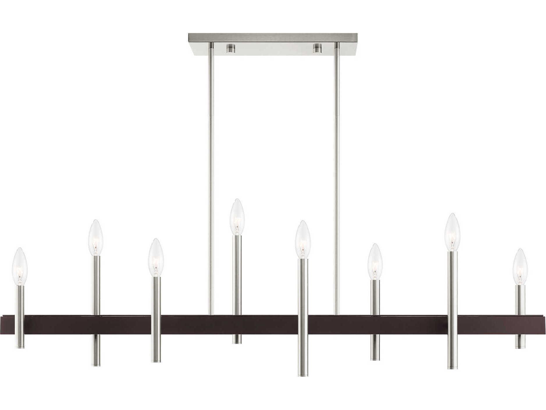 Livex Lighting Denmark 8-Light Brushed Nickel Bronze Linear Island Pendant