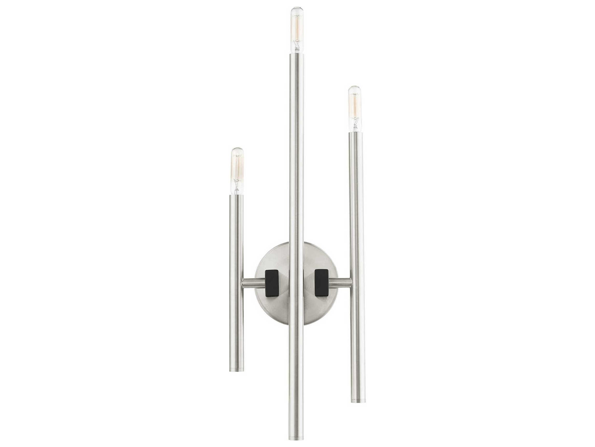 Livex Lighting Denmark 3-Light Brushed Nickel Wall Sconce
