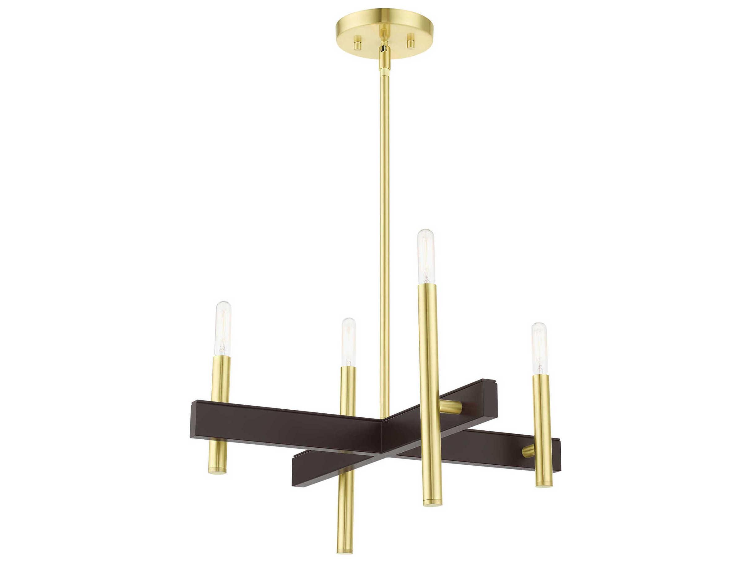 Livex Lighting Denmark 4-Light Satin Brass Candelabra Chandelier