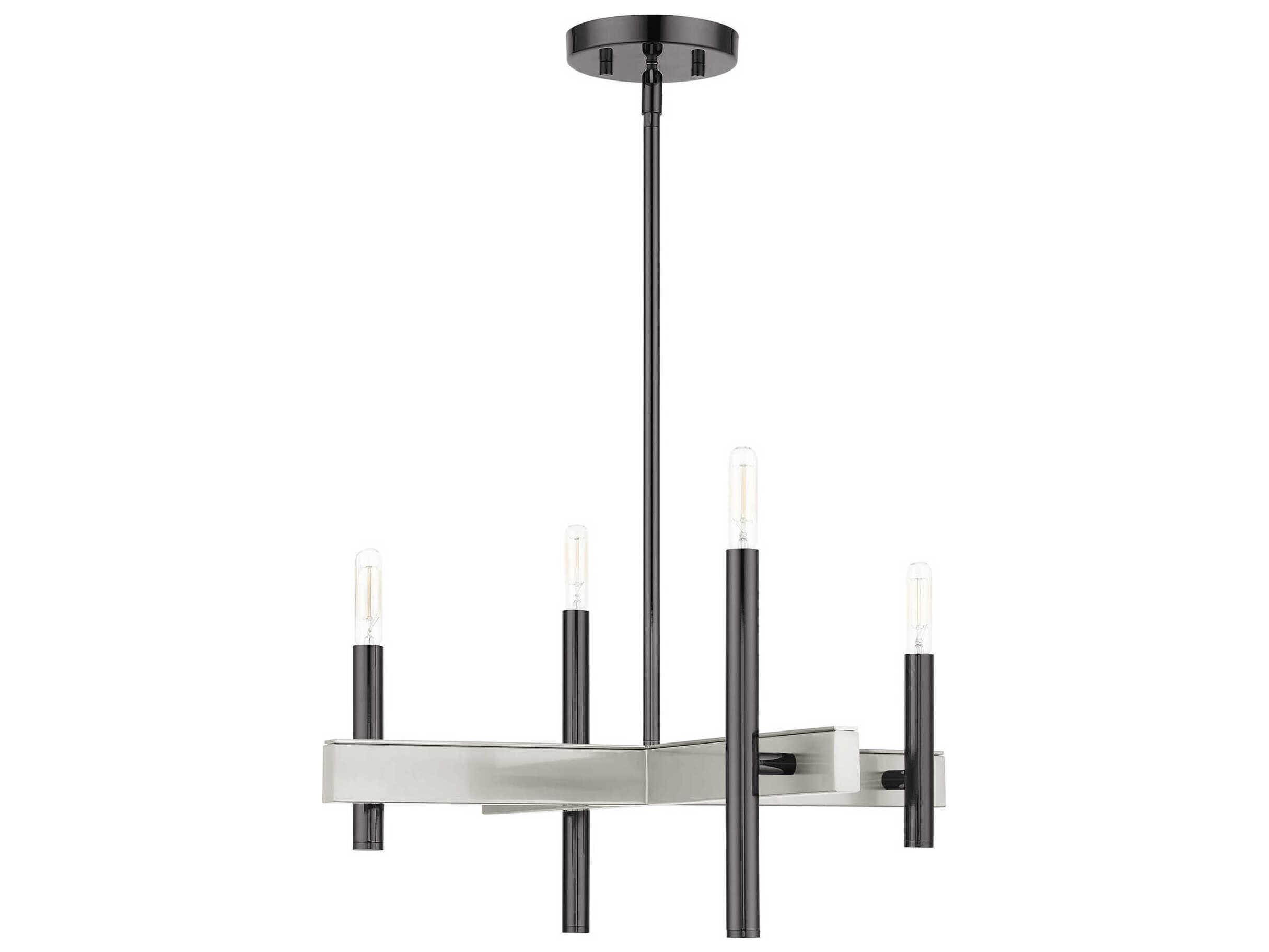 Livex Lighting Denmark 4-Light Black Chrome Candelabra Chandelier
