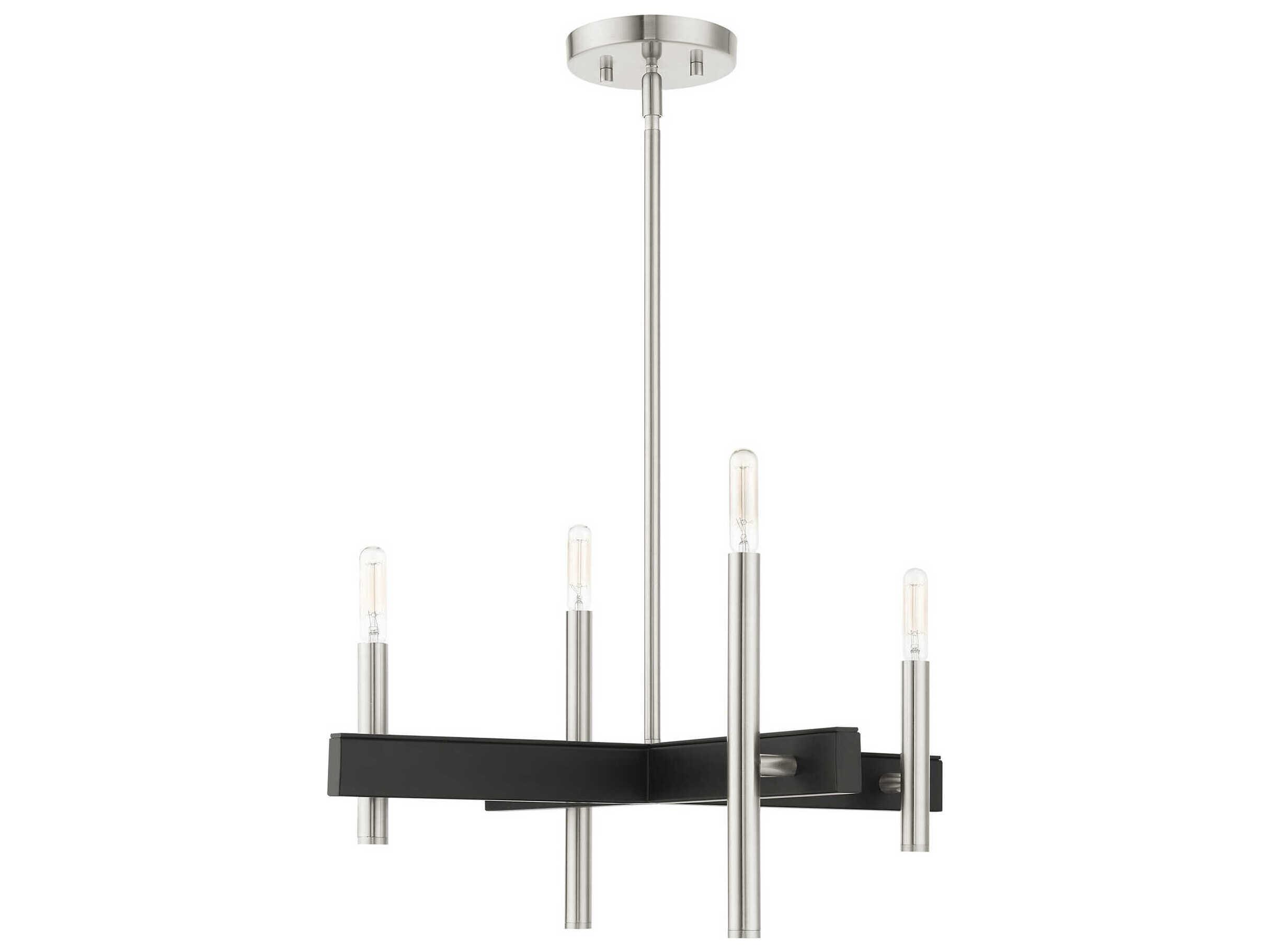Livex Lighting Denmark 4-Light Brushed Nickel Candelabra Chandelier