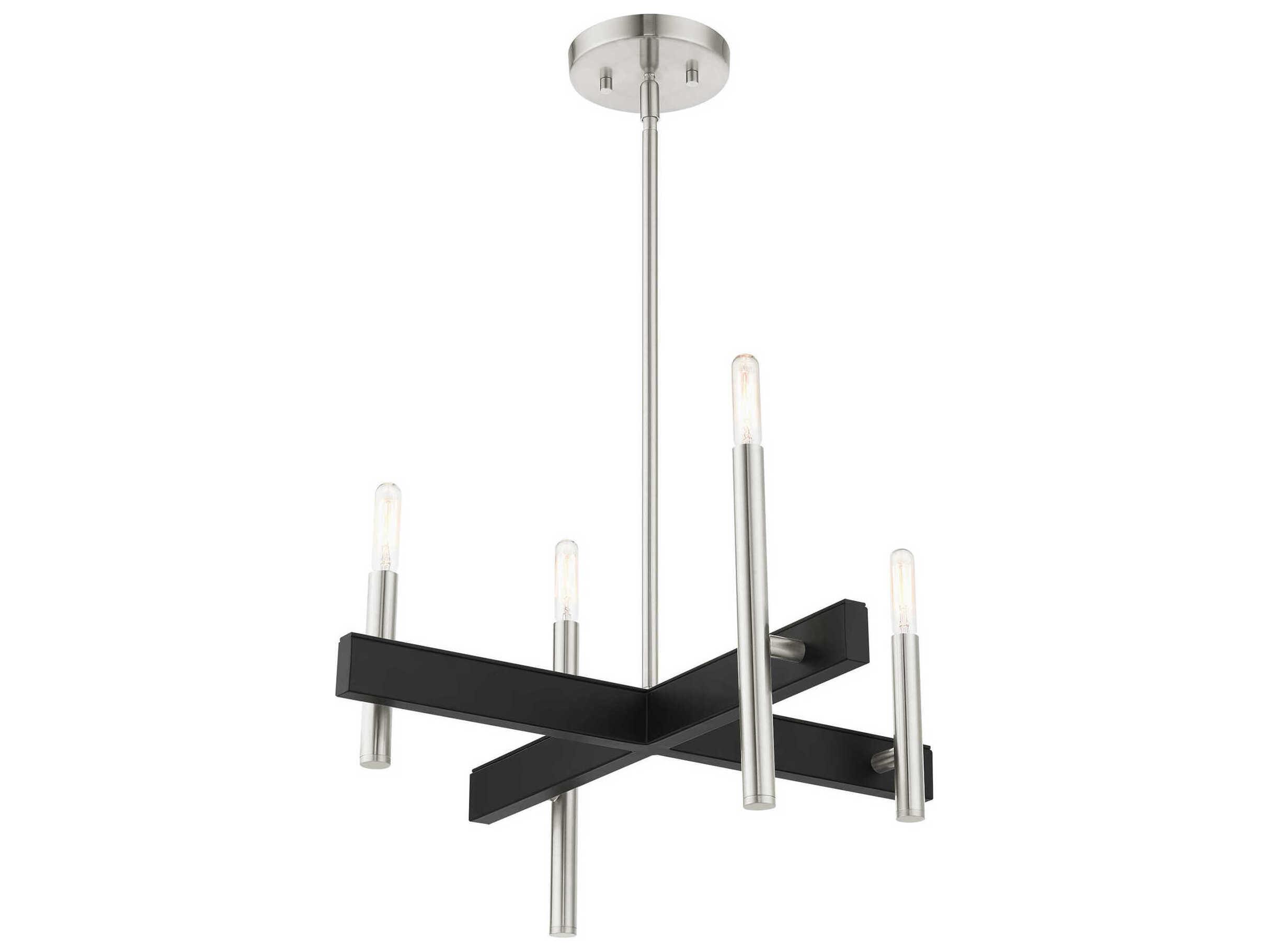 Livex Lighting Denmark 4-Light Brushed Nickel Candelabra Chandelier