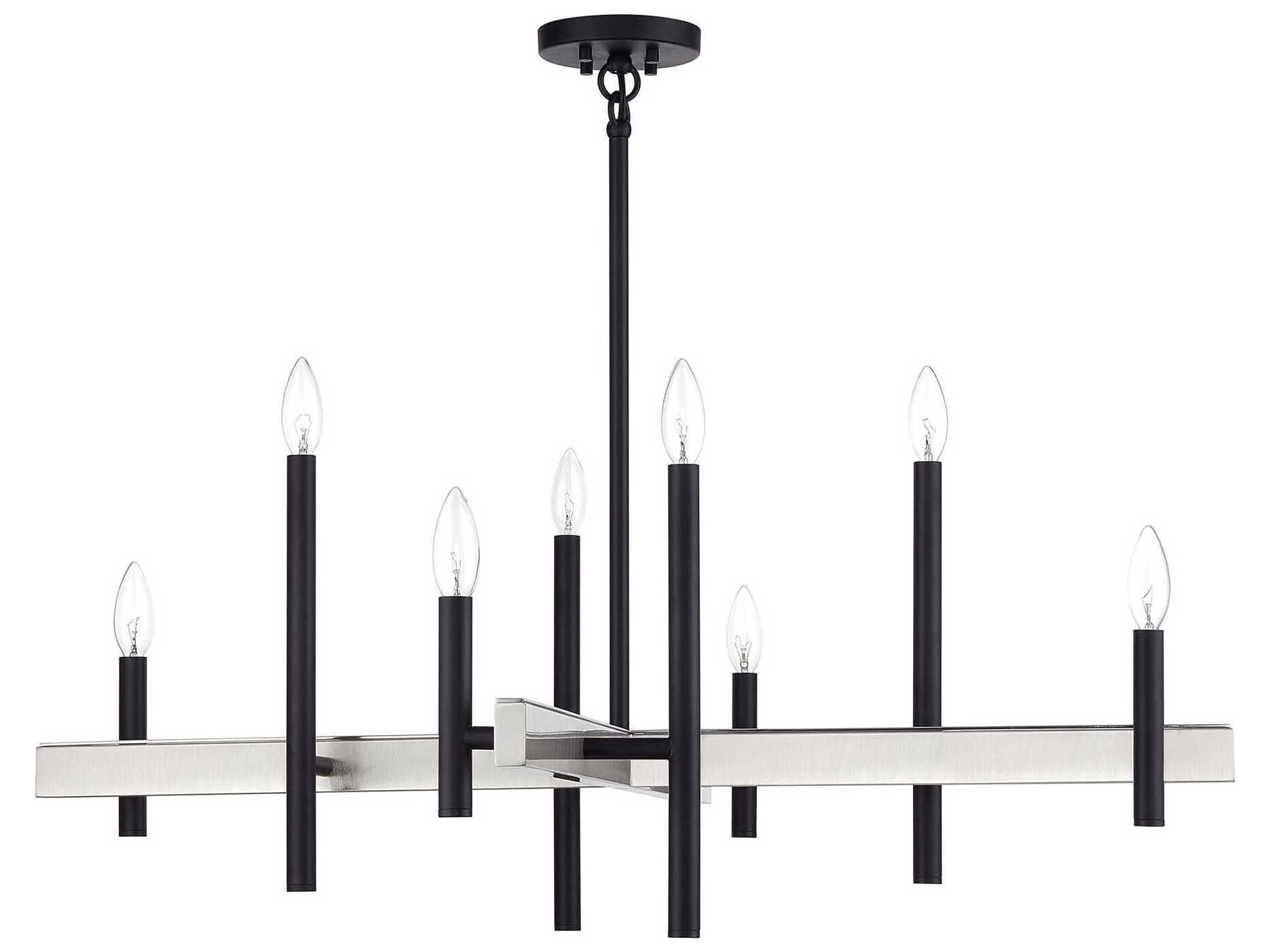 Livex Lighting Denmark 8-Light Black Brushed Nickel Chandelier