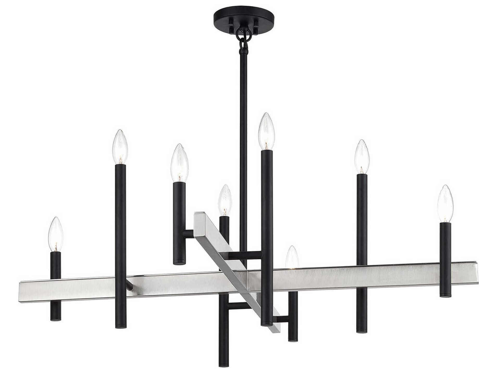 Livex Lighting Denmark 8-Light Black Brushed Nickel Chandelier