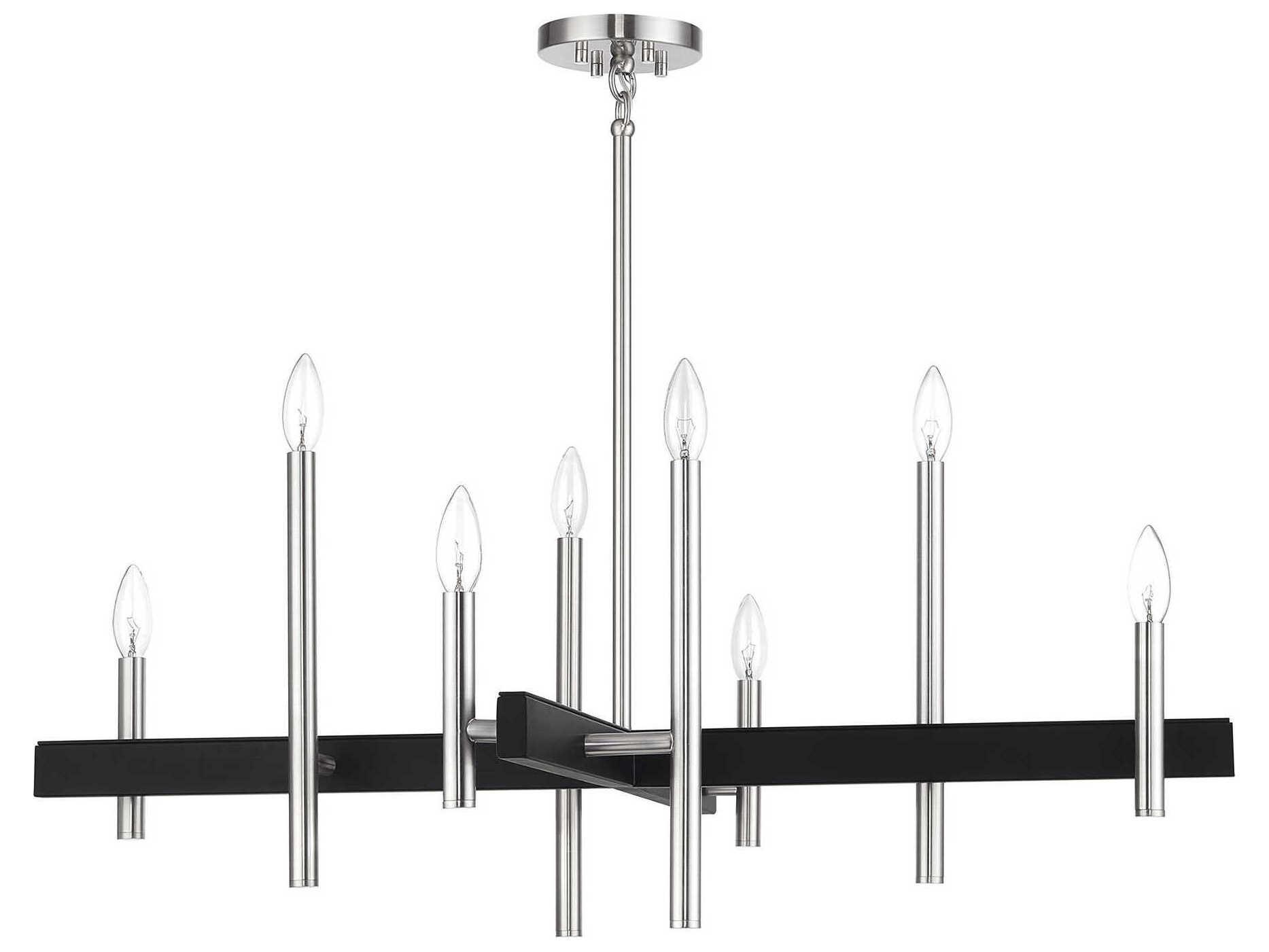 Livex Lighting Denmark 8-Light Brushed Nickel Black Chandelier