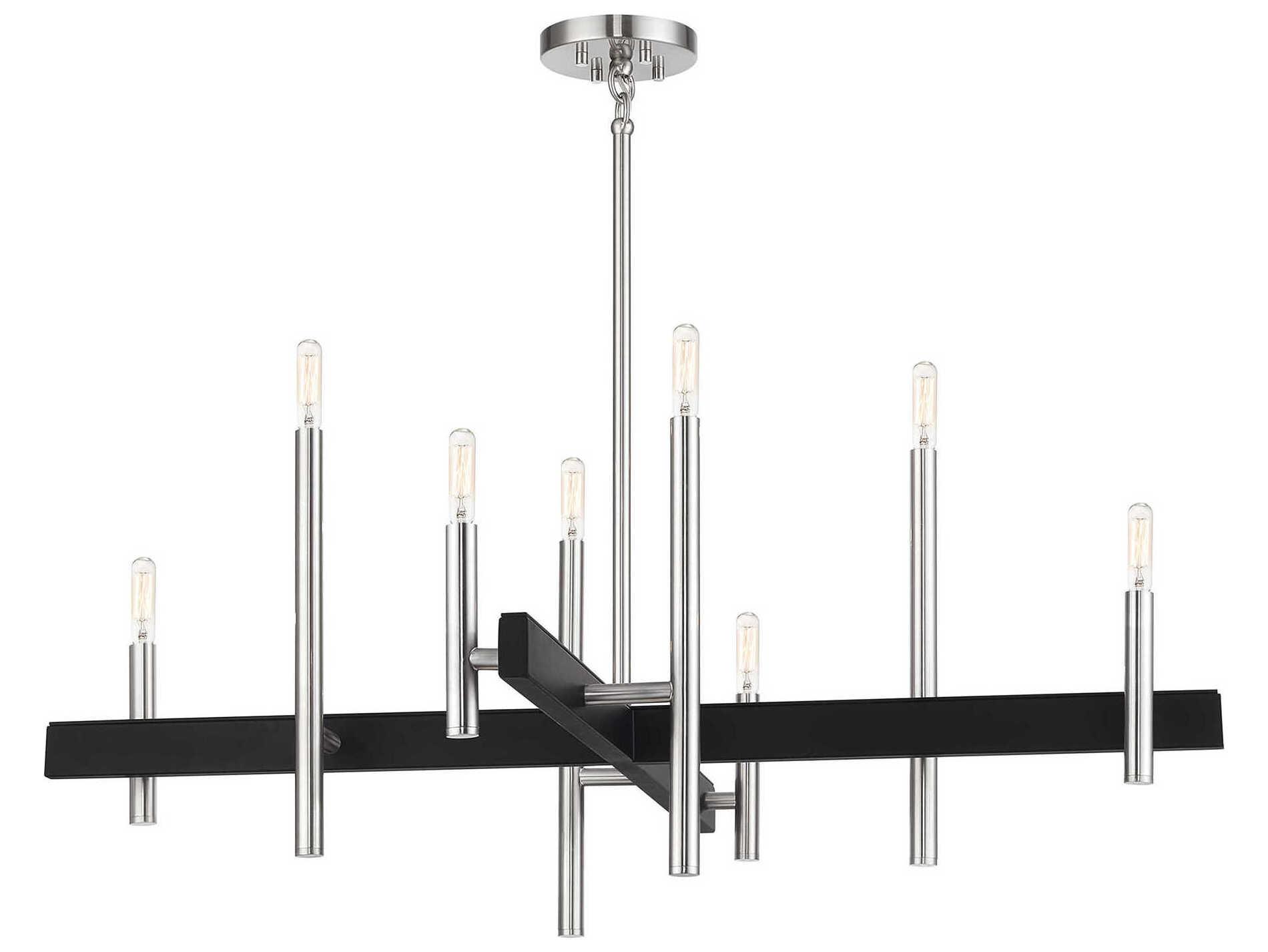 Livex Lighting Denmark 8-Light Brushed Nickel Black Chandelier