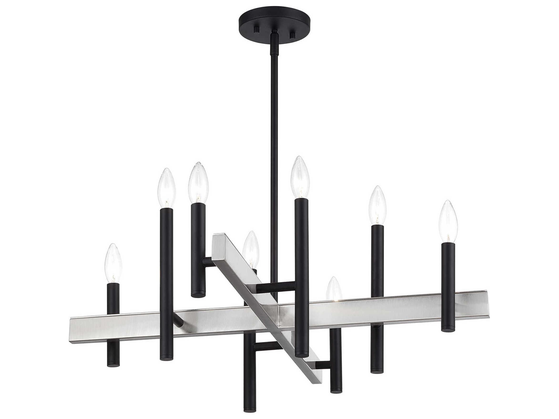 Livex Lighting Denmark 8-Light Black Brushed Nickel Chandelier