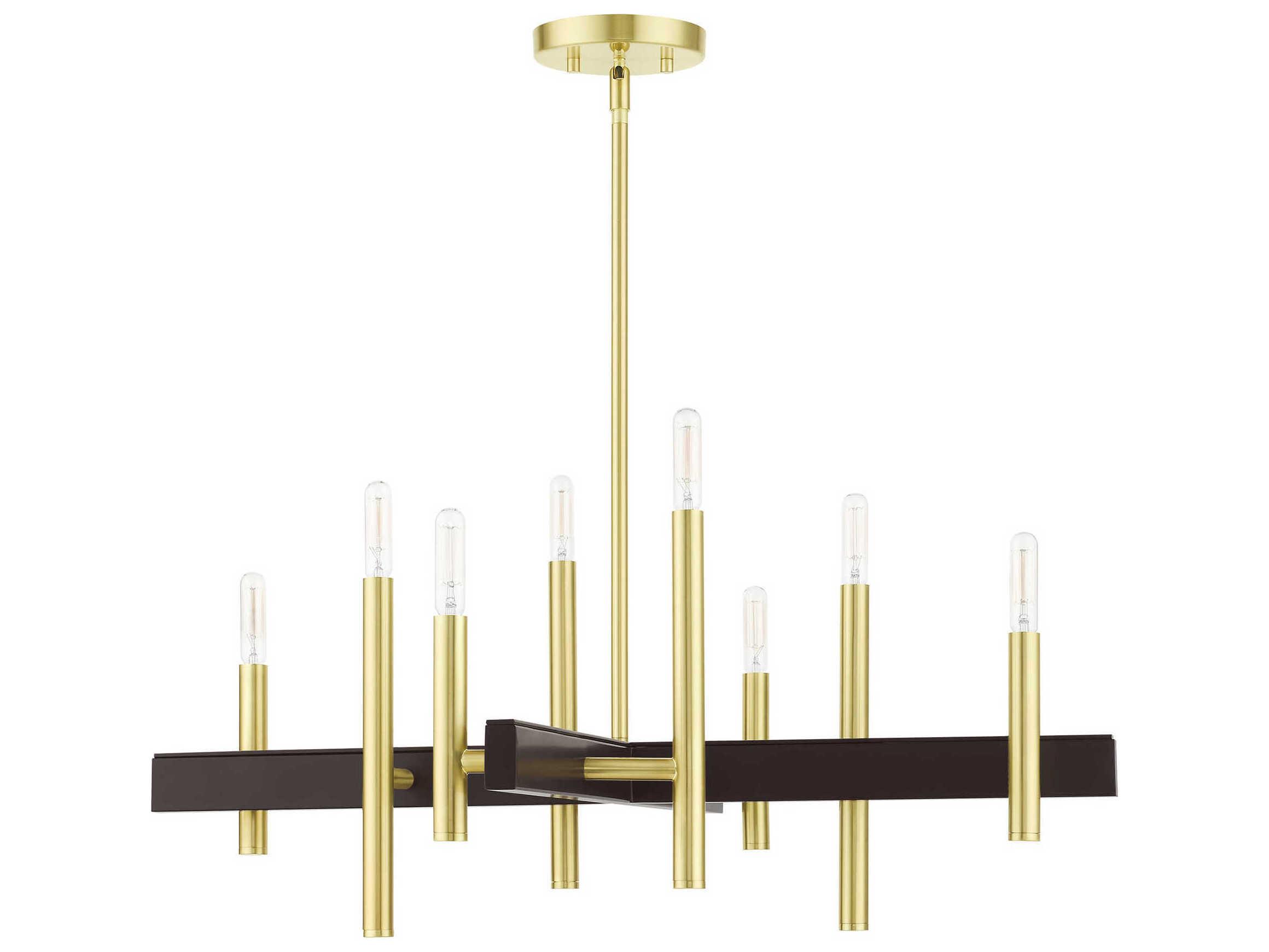Livex Lighting Denmark 8-Light Satin Brass Candelabra Chandelier