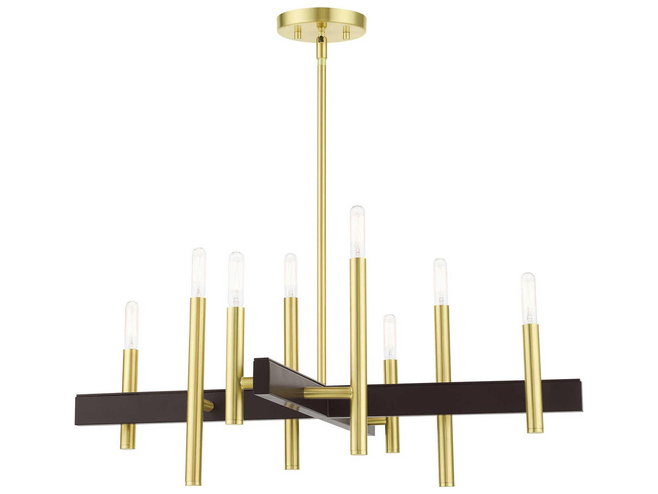 Livex Lighting Denmark 8-Light Satin Brass Candelabra Chandelier