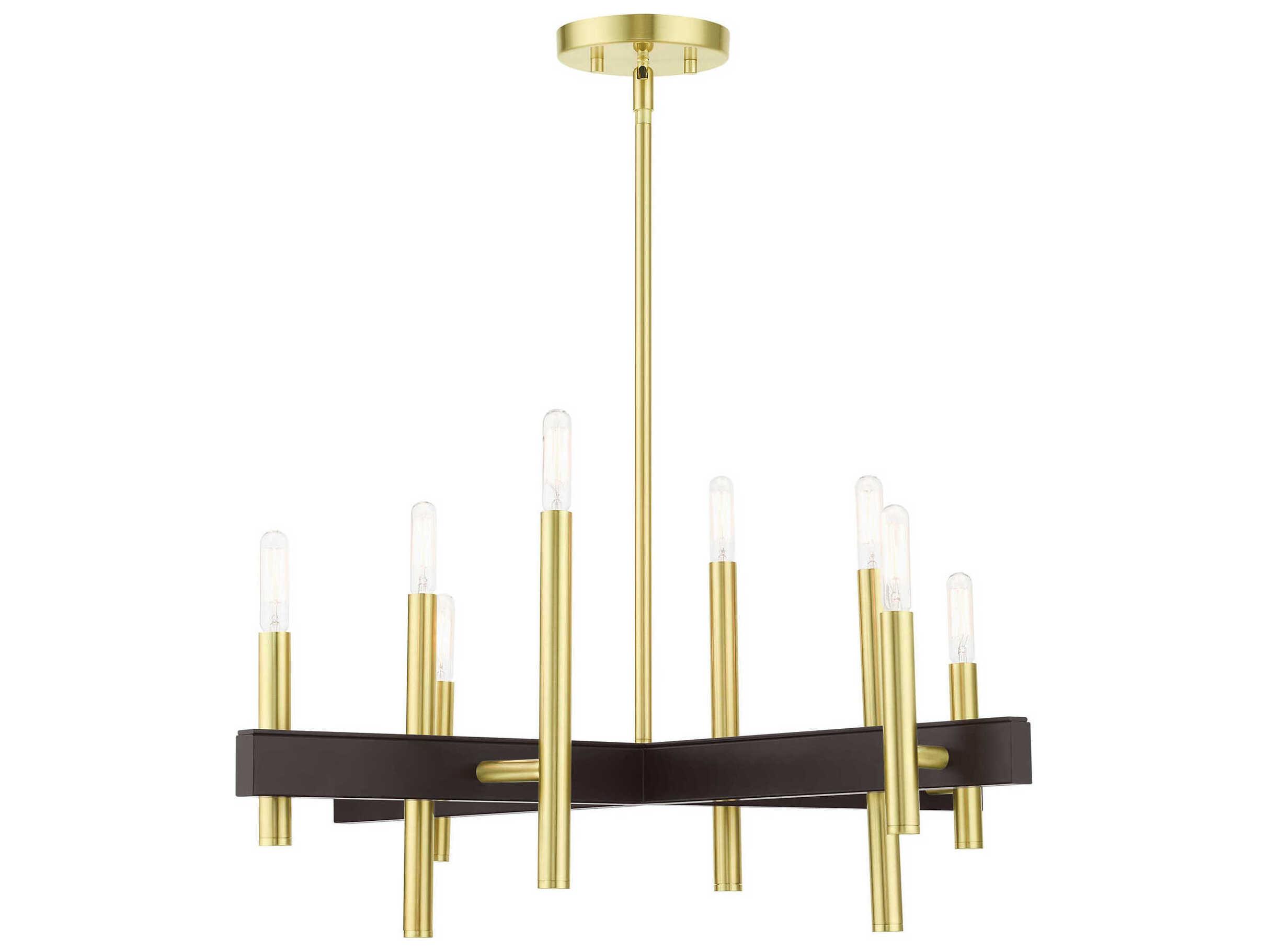 Livex Lighting Denmark 8-Light Satin Brass Candelabra Chandelier