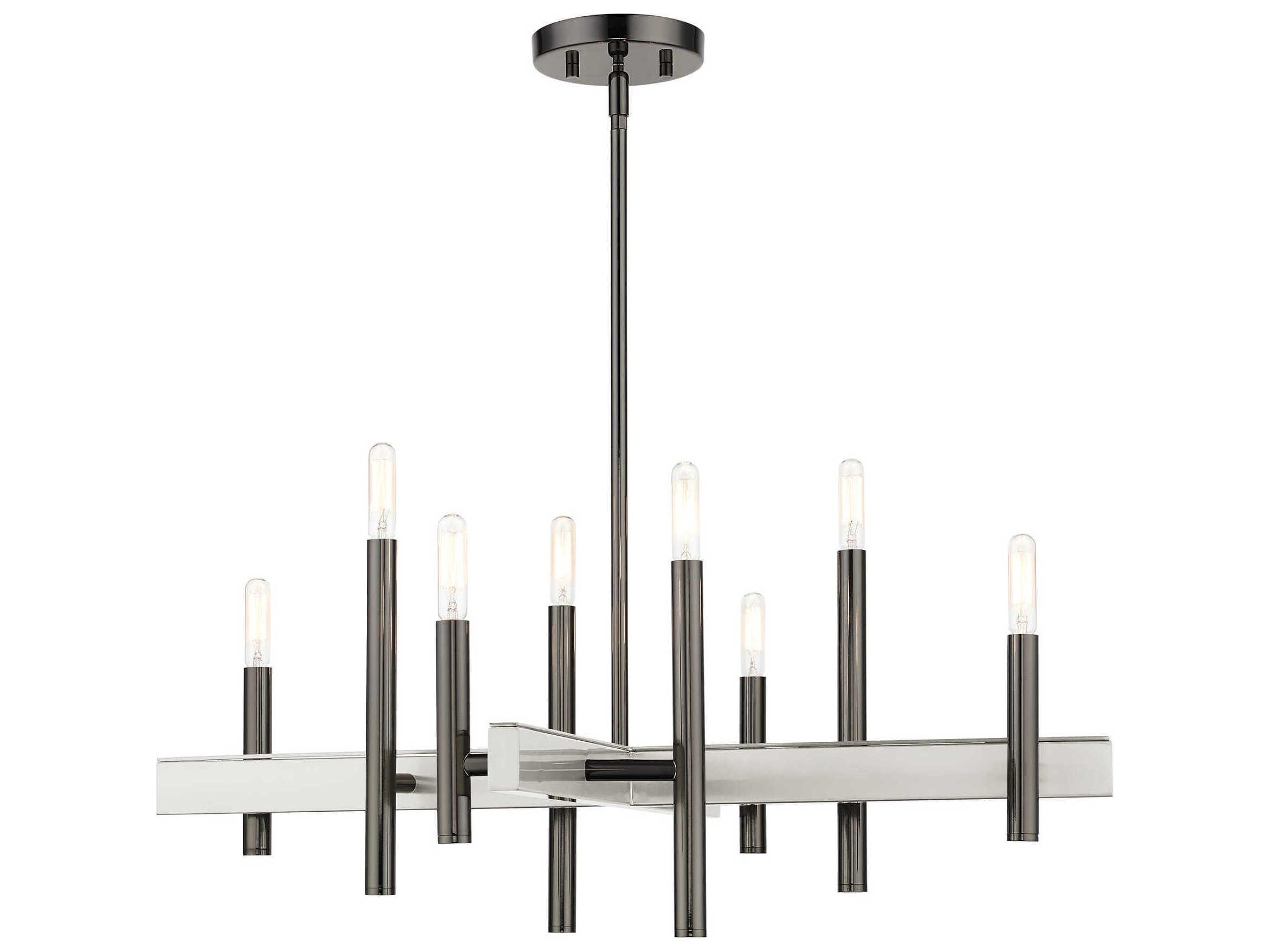 Livex Lighting Denmark 8-Light Black Chrome Candelabra Chandelier