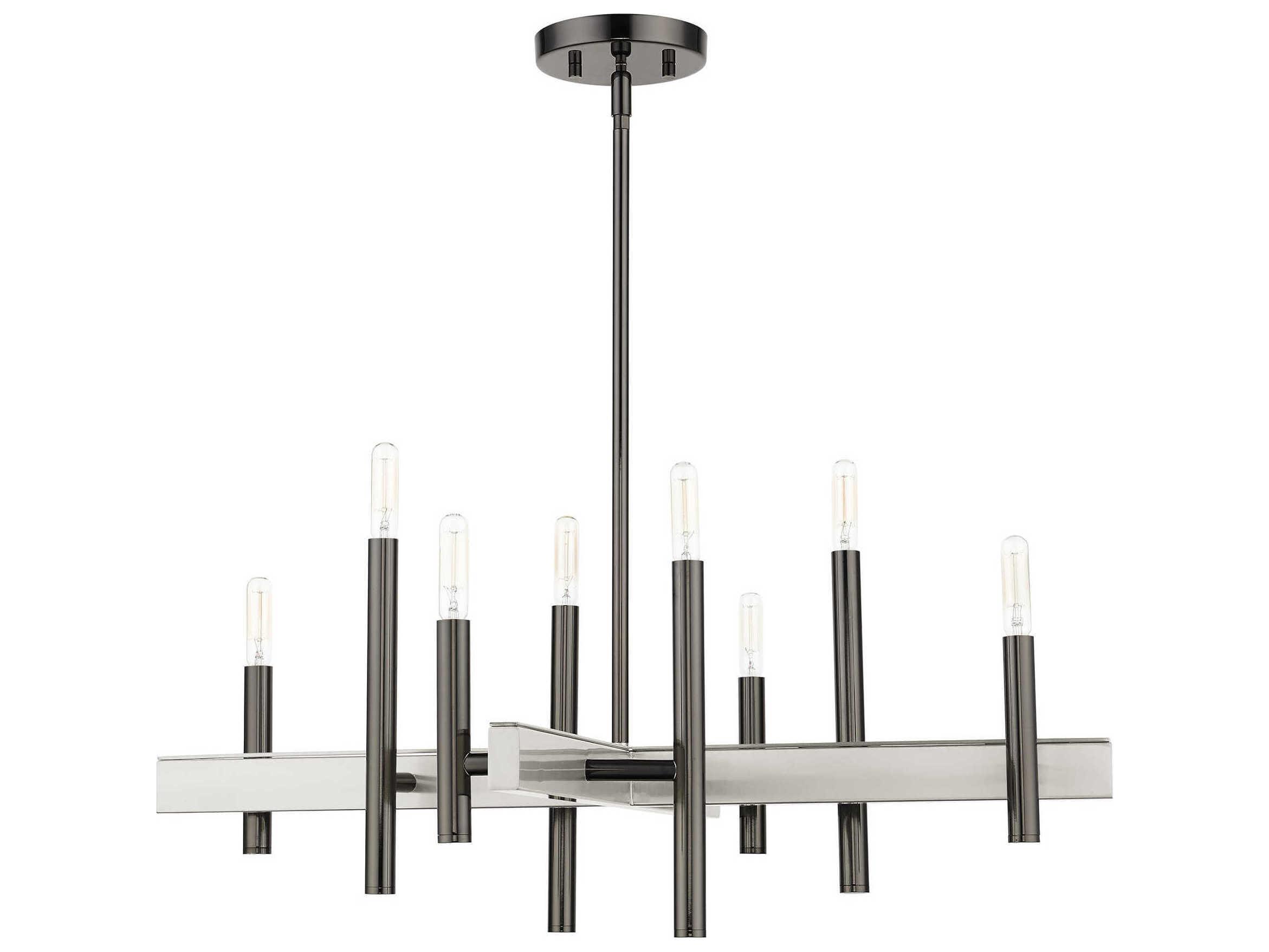 Livex Lighting Denmark 8-Light Black Chrome Candelabra Chandelier