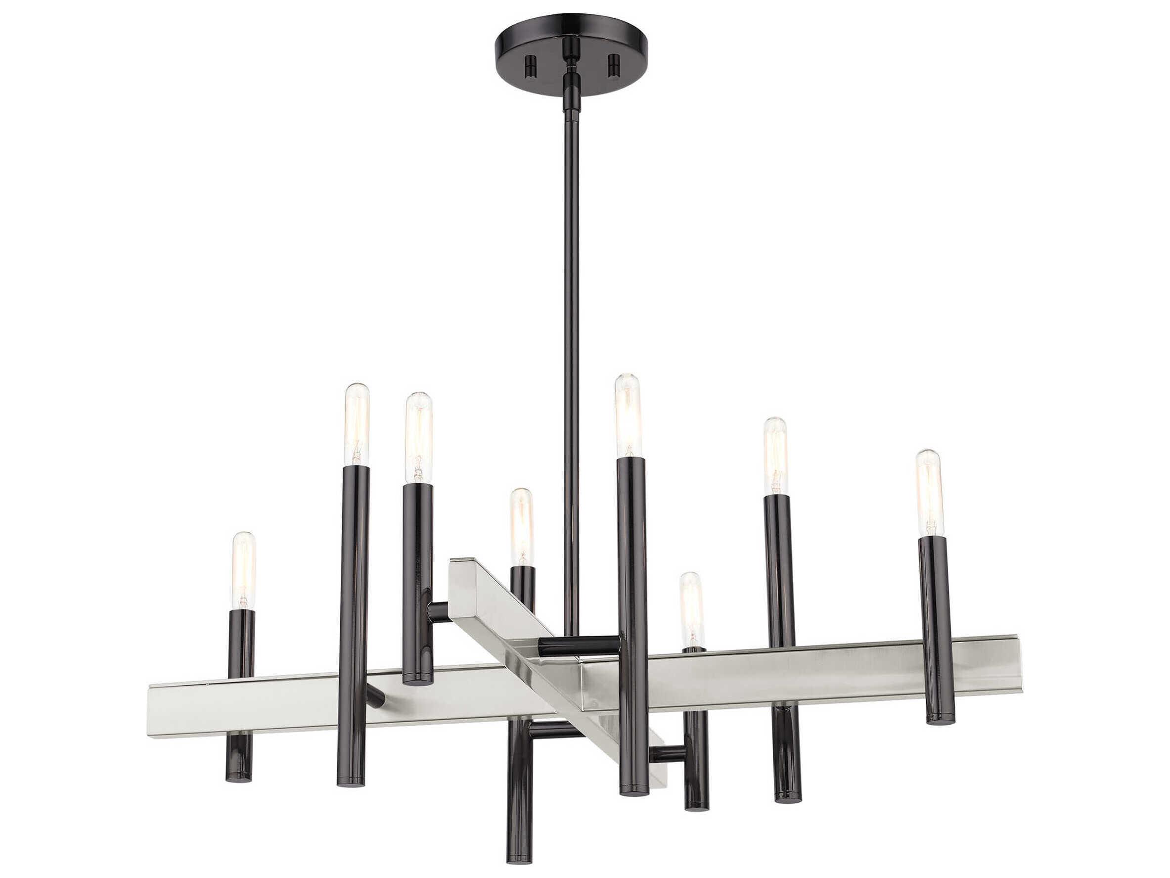 Livex Lighting Denmark 8-Light Black Chrome Candelabra Chandelier