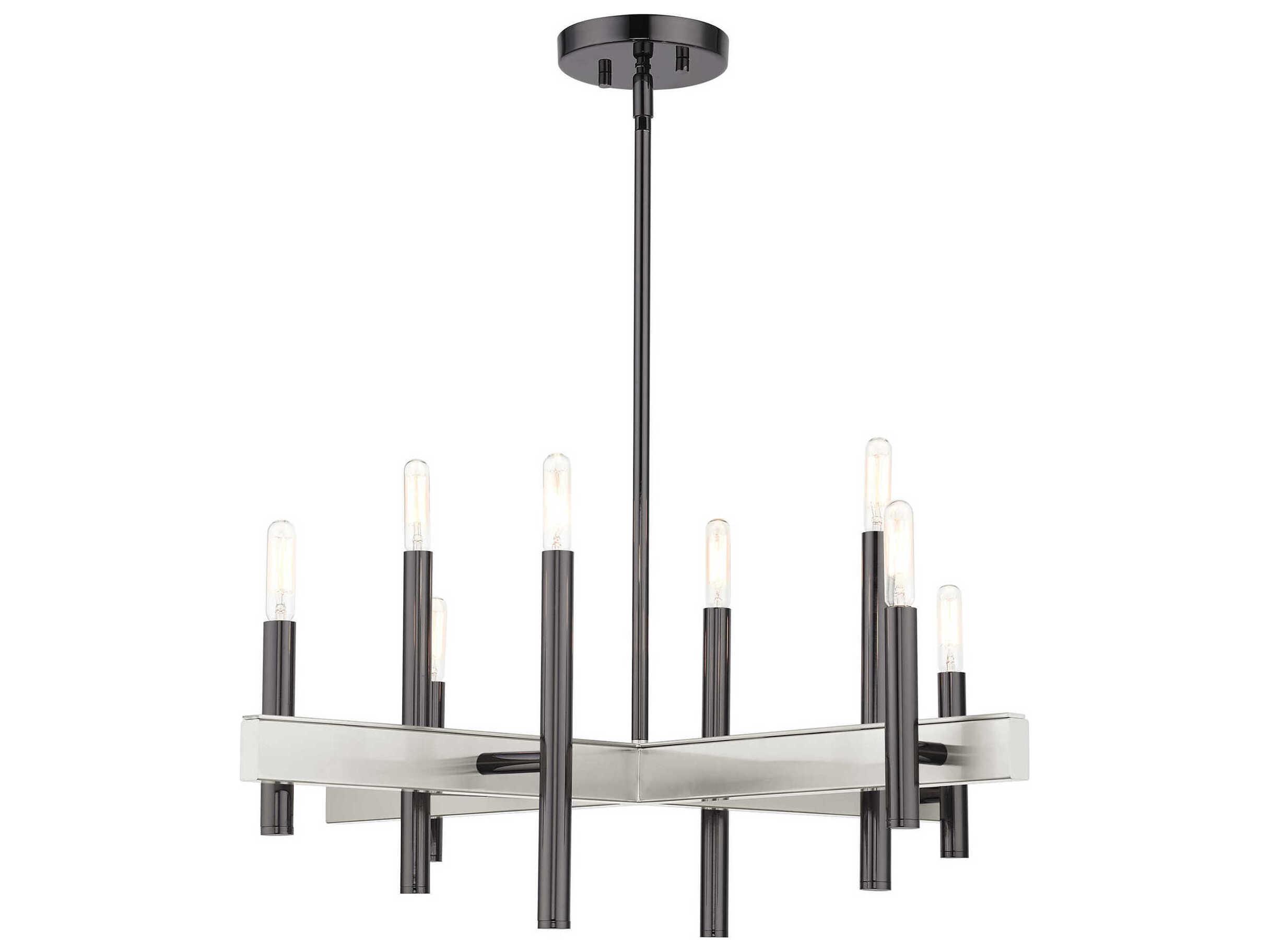 Livex Lighting Denmark 8-Light Black Chrome Candelabra Chandelier