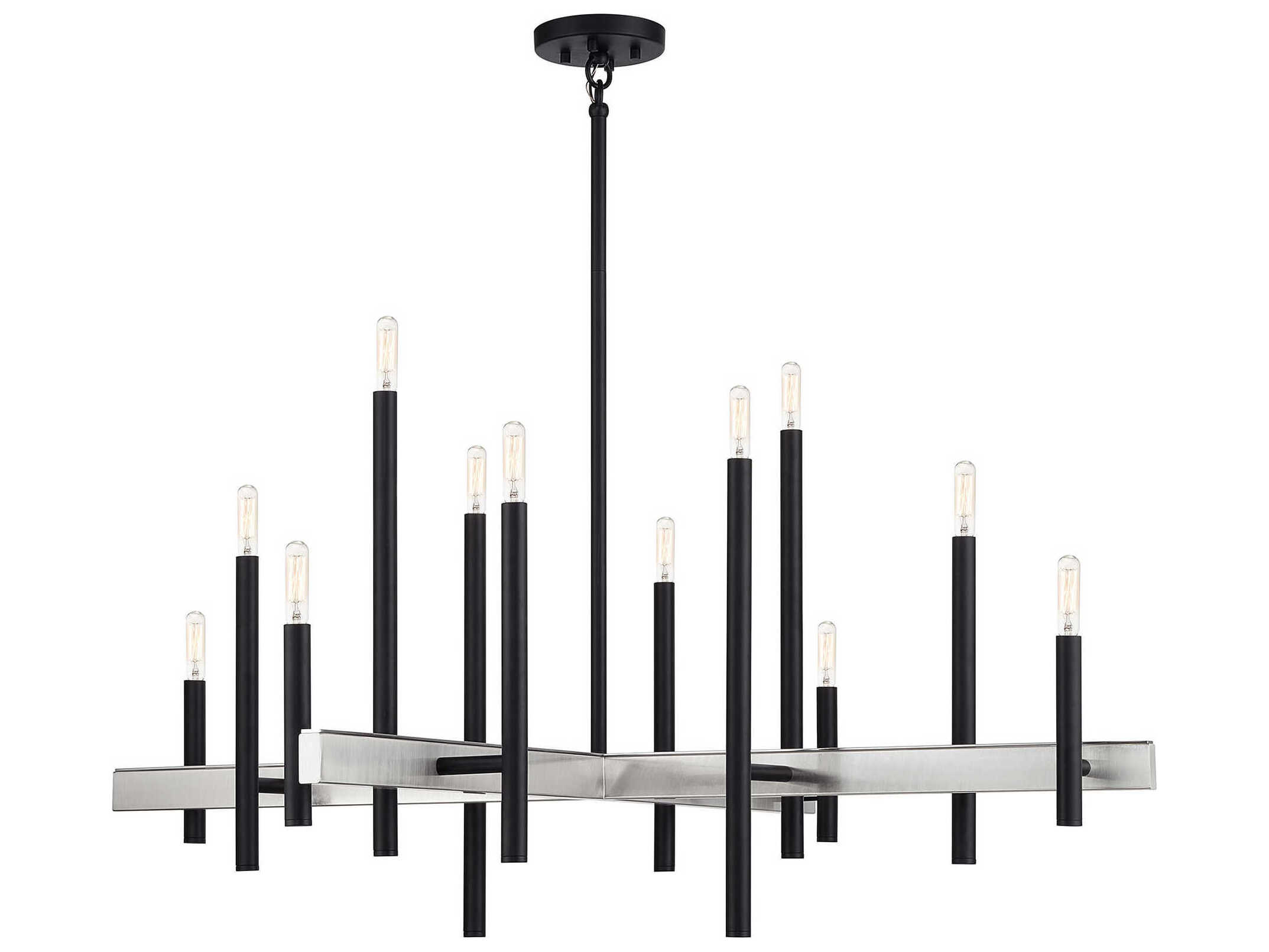 Livex Lighting Denmark 12-Light Black Brushed Nickel Chandelier