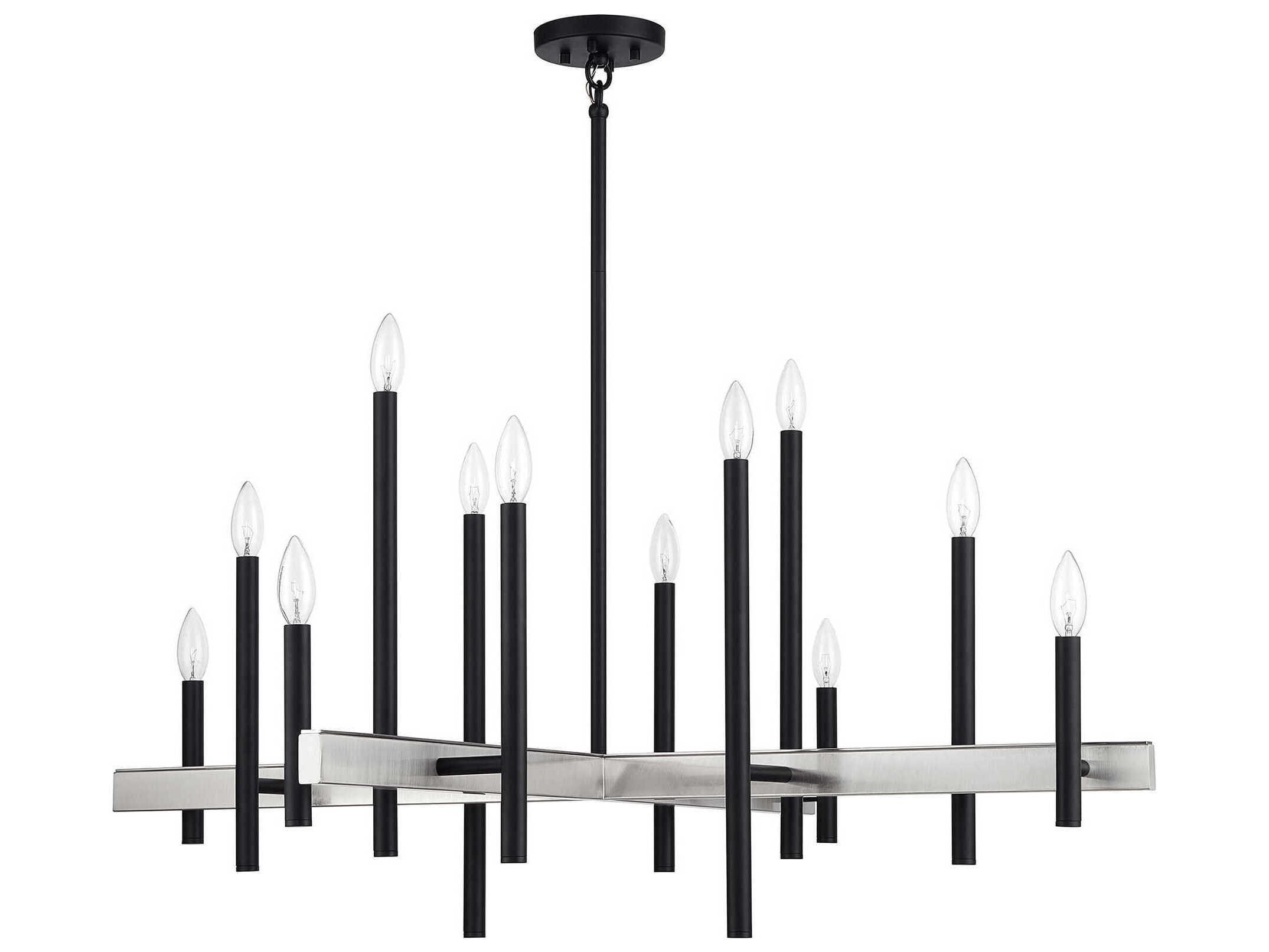 Livex Lighting Denmark 12-Light Black Brushed Nickel Chandelier