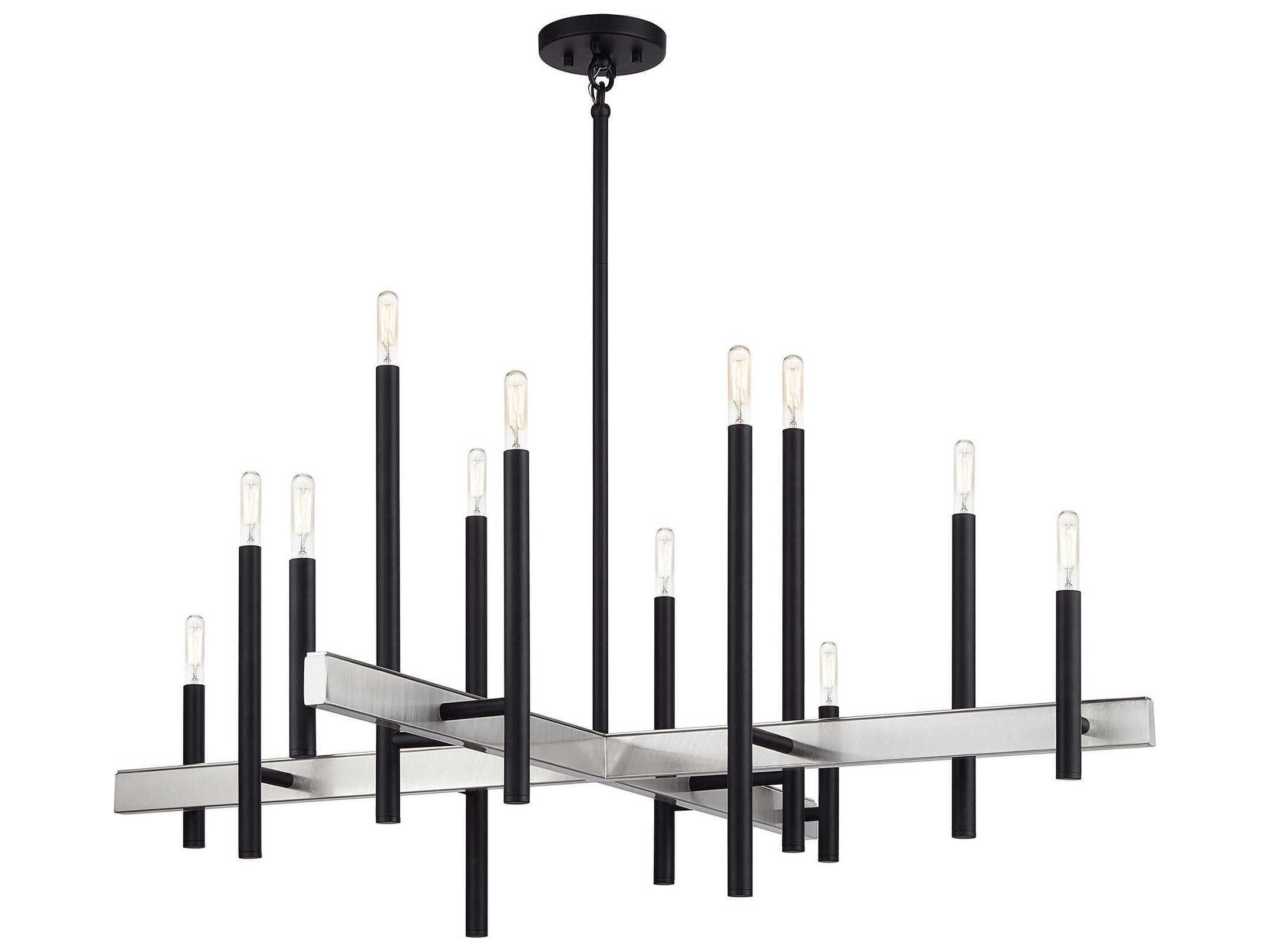 Livex Lighting Denmark 12-Light Black Brushed Nickel Chandelier