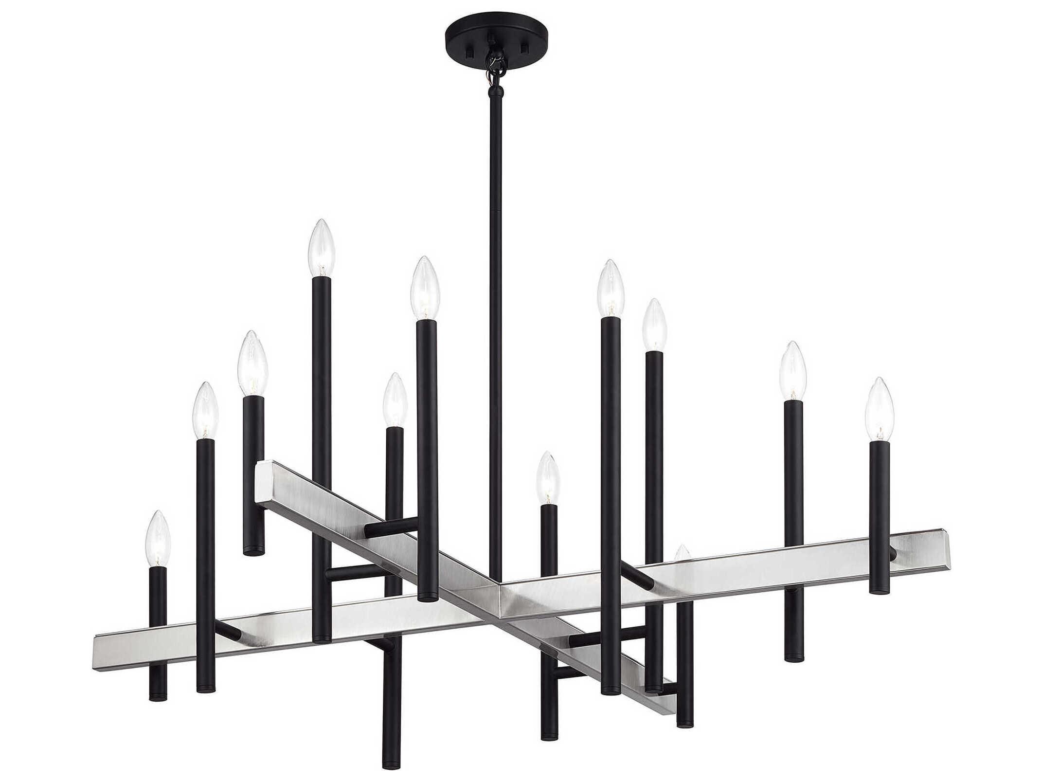 Livex Lighting Denmark 12-Light Black Brushed Nickel Chandelier