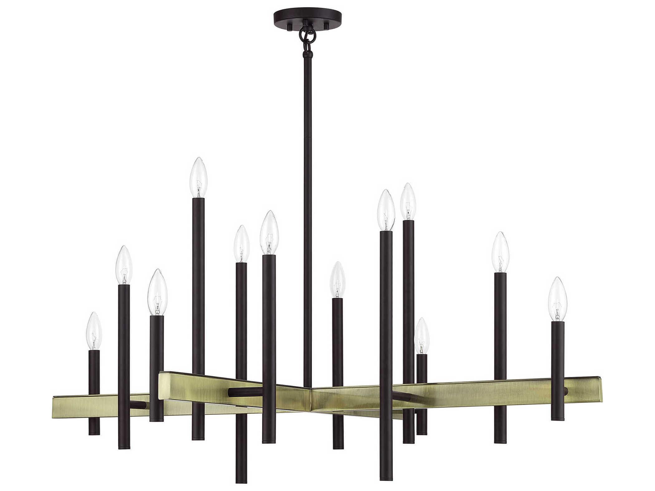 Livex Lighting Denmark 12-Light Bronze Antique Brass Chandelier