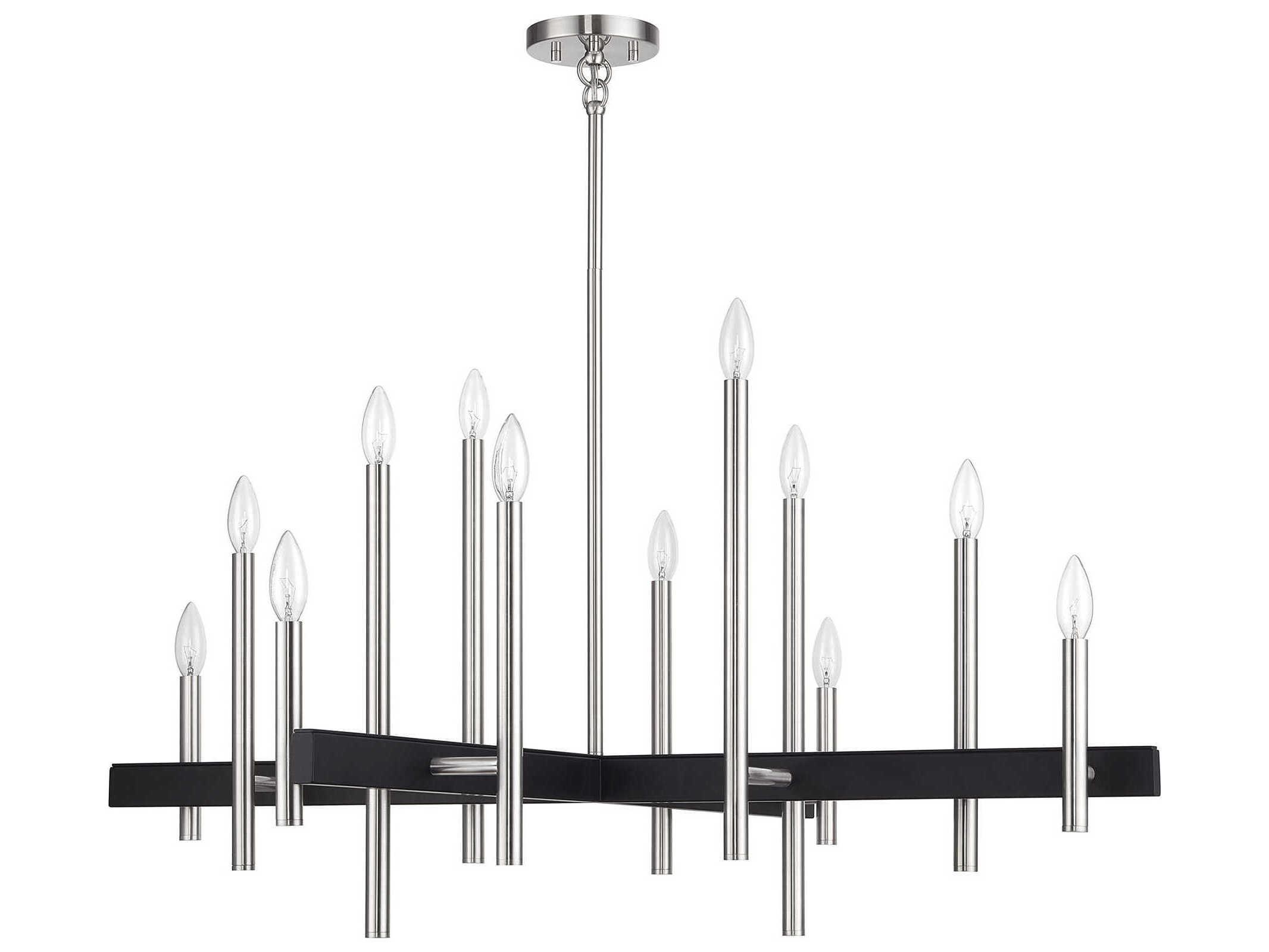 Livex Lighting Denmark 12-Light Brushed Nickel Black Chandelier