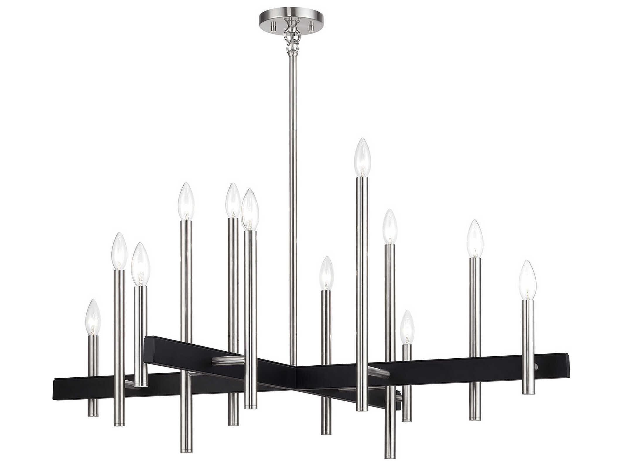 Livex Lighting Denmark 12-Light Brushed Nickel Black Chandelier
