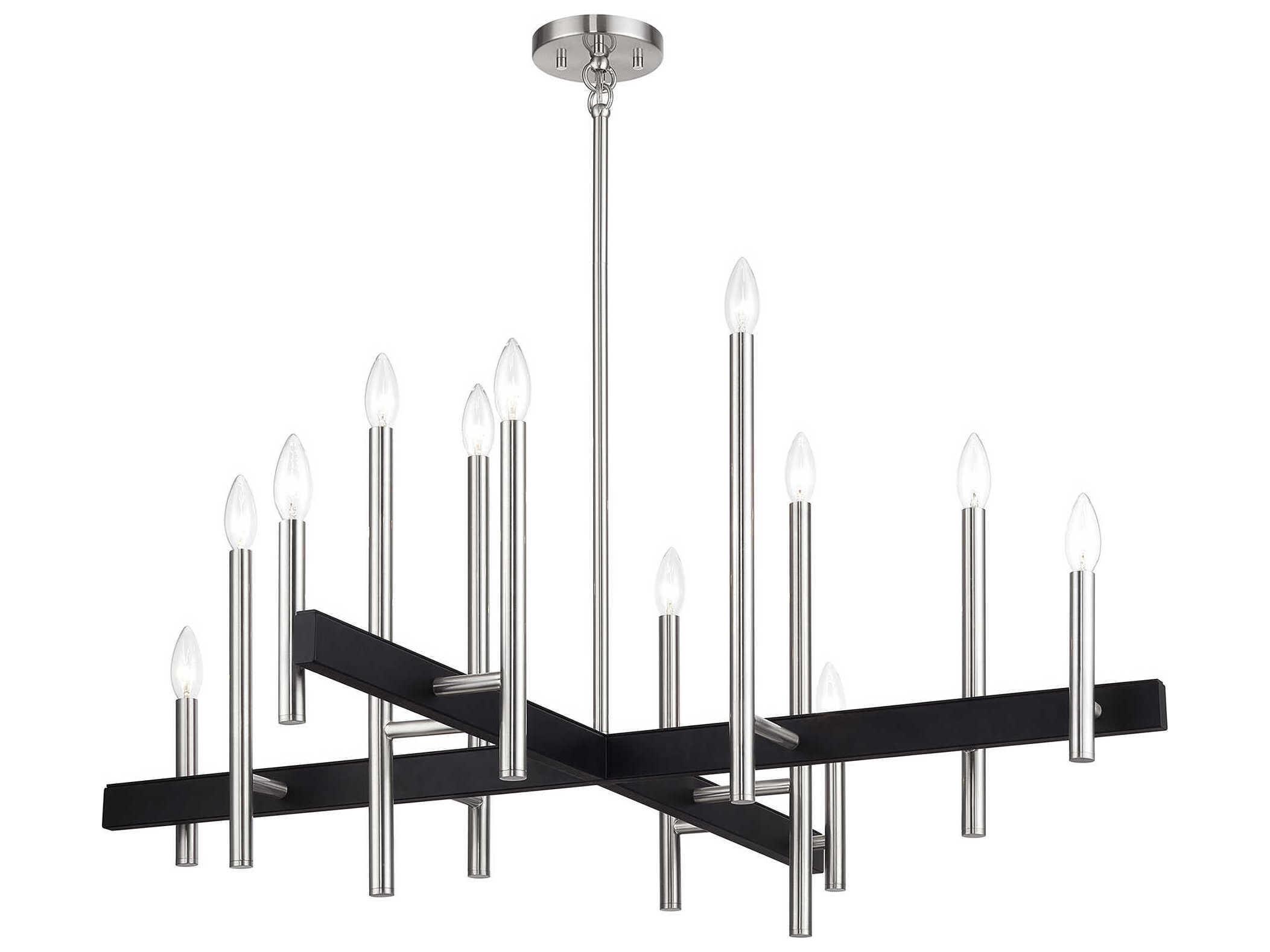 Livex Lighting Denmark 12-Light Brushed Nickel Black Chandelier