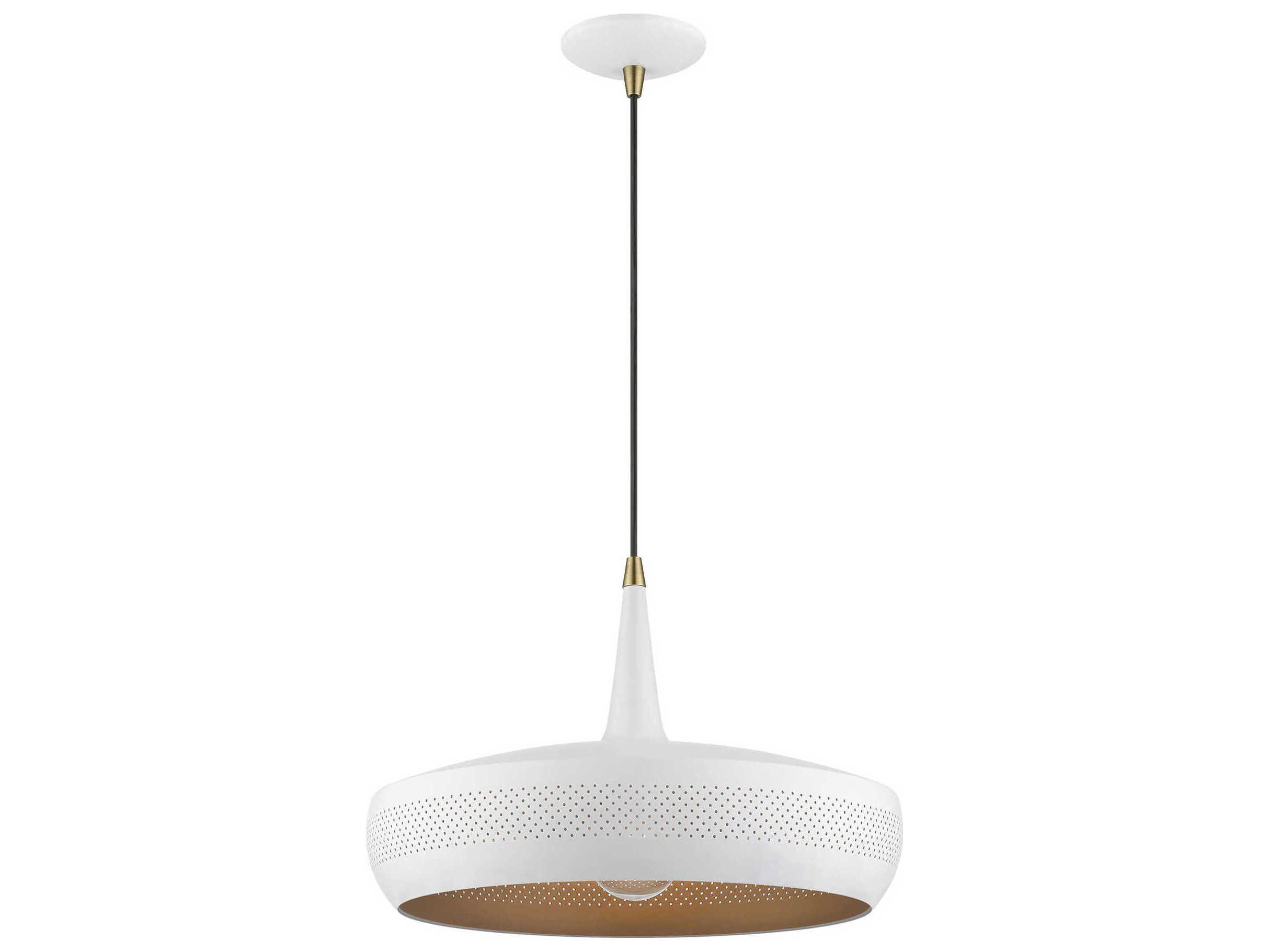 Livex Lighting Banbury 1-Light White Antique Brass Dome Pendant