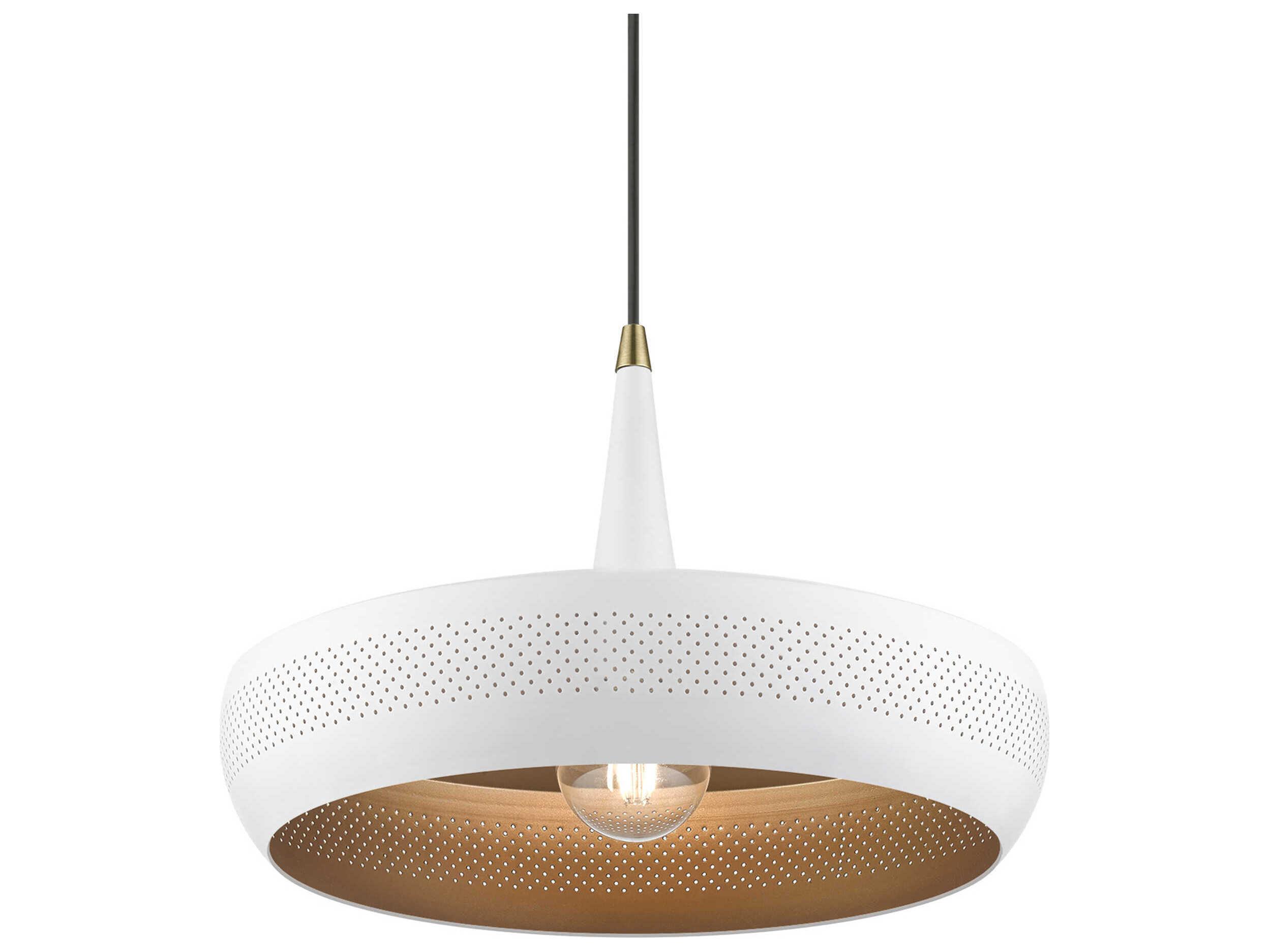 Livex Lighting Banbury 1-Light White Antique Brass Dome Pendant