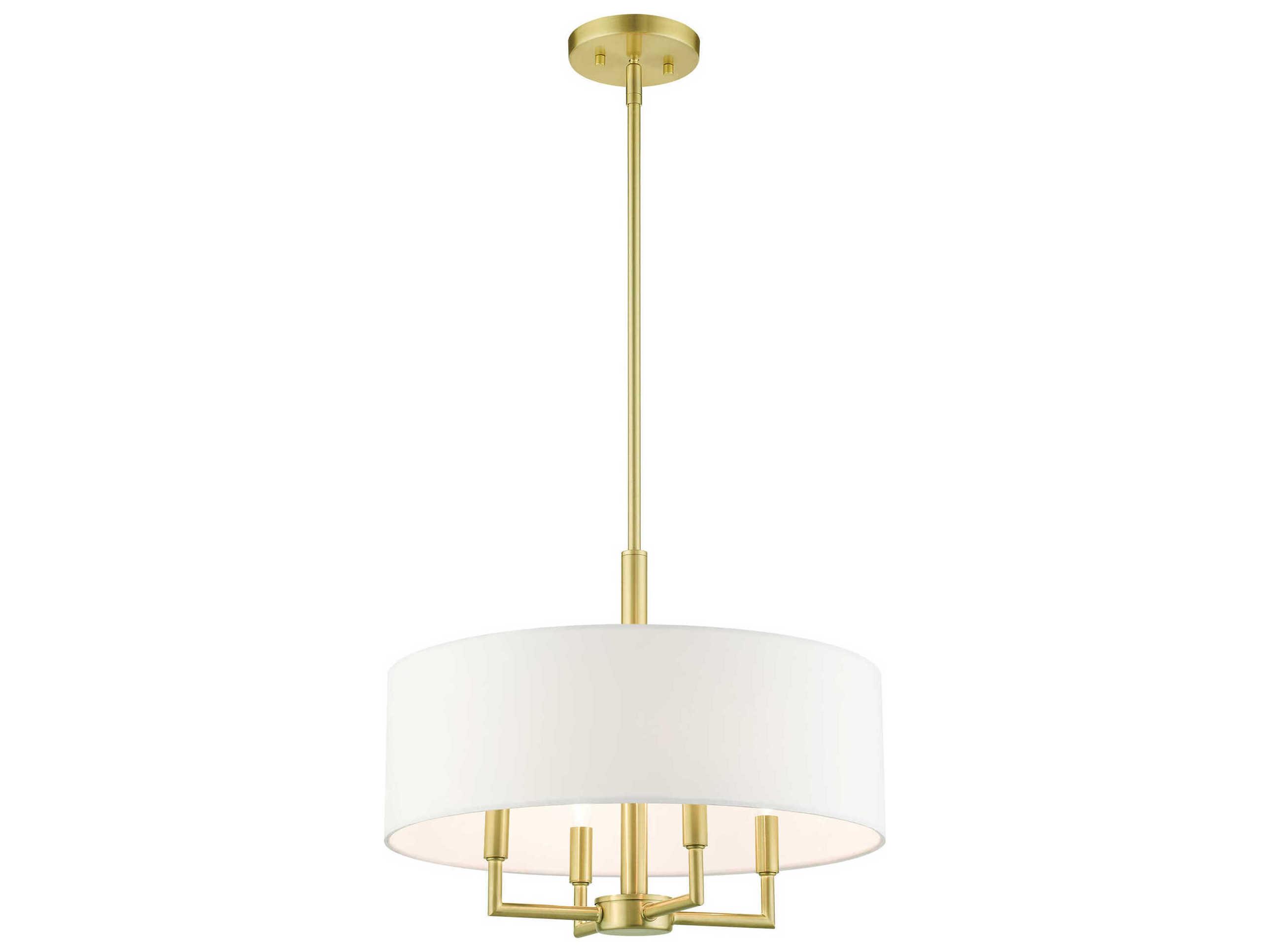 Livex Lighting Meridian 4-Light Satin Brass Drum Chandelier