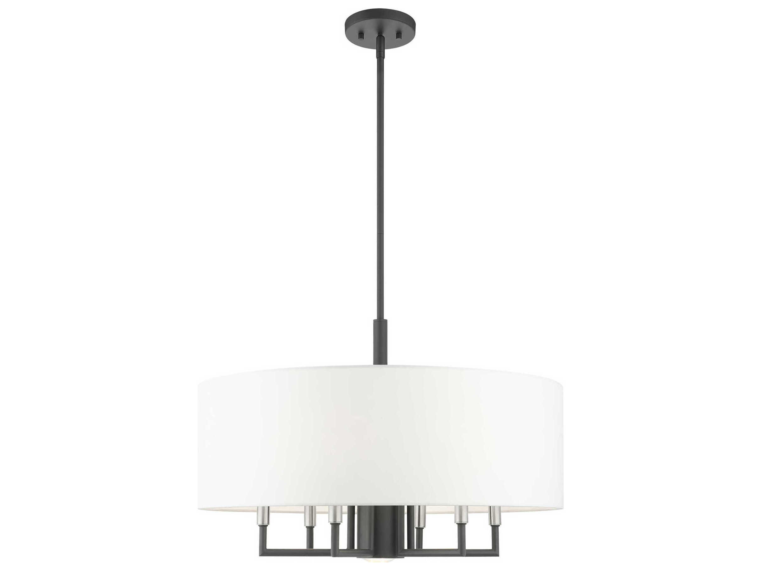 Livex Lighting Meridian 7-Light Scandinavian Gray Drum Chandelier