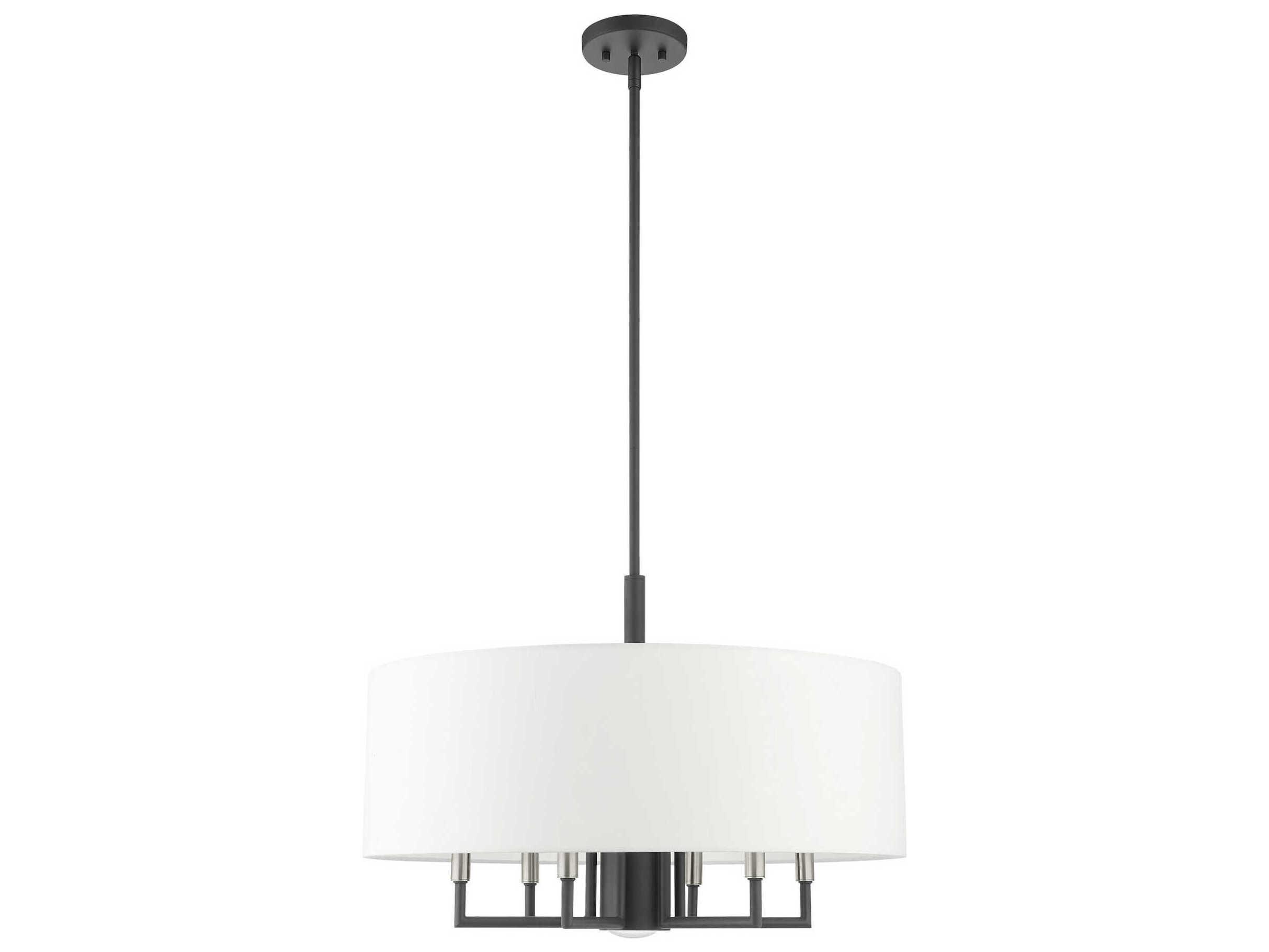 Livex Lighting Meridian 7-Light Scandinavian Gray Drum Chandelier