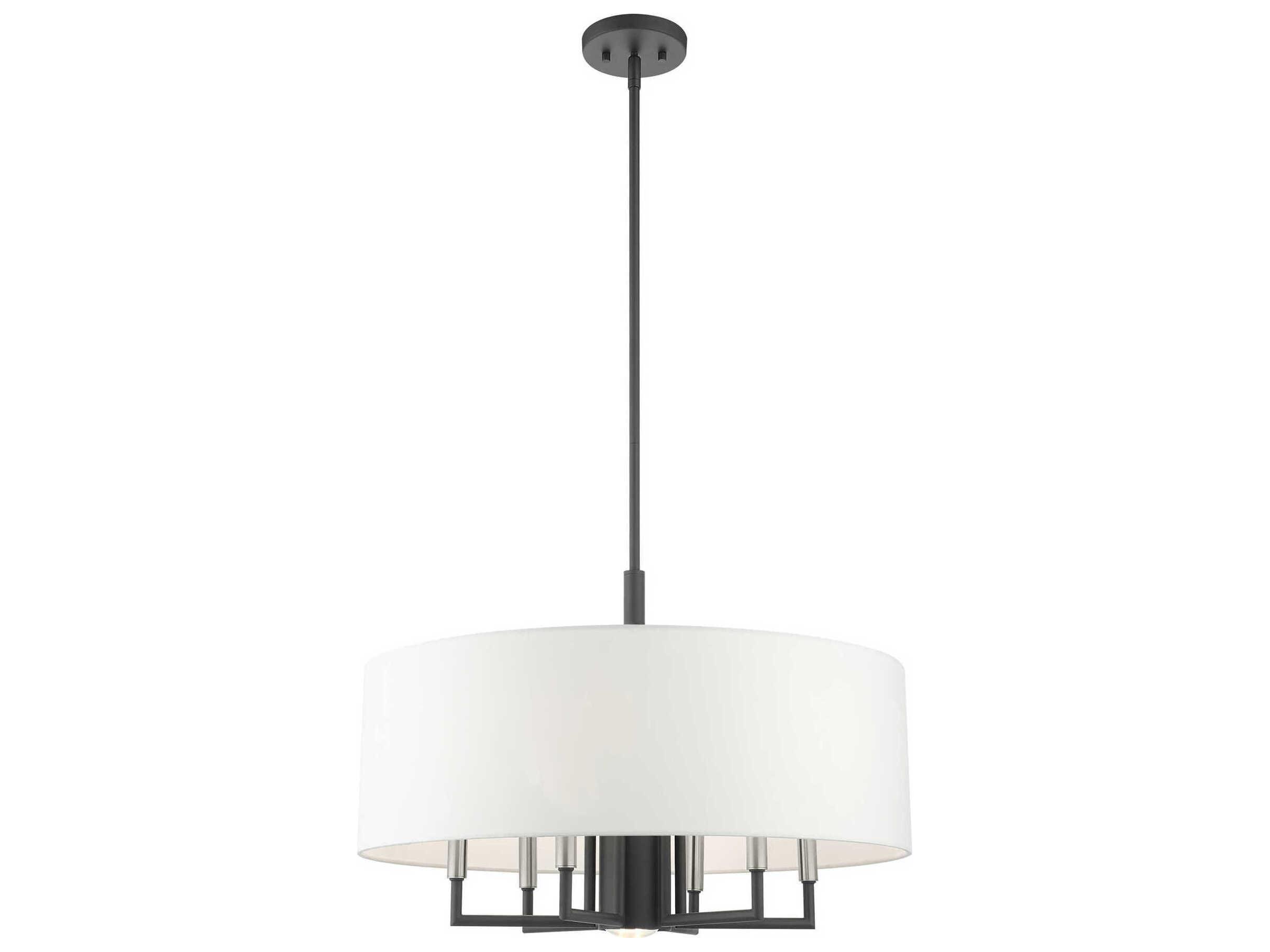 Livex Lighting Meridian 7-Light Scandinavian Gray Drum Chandelier