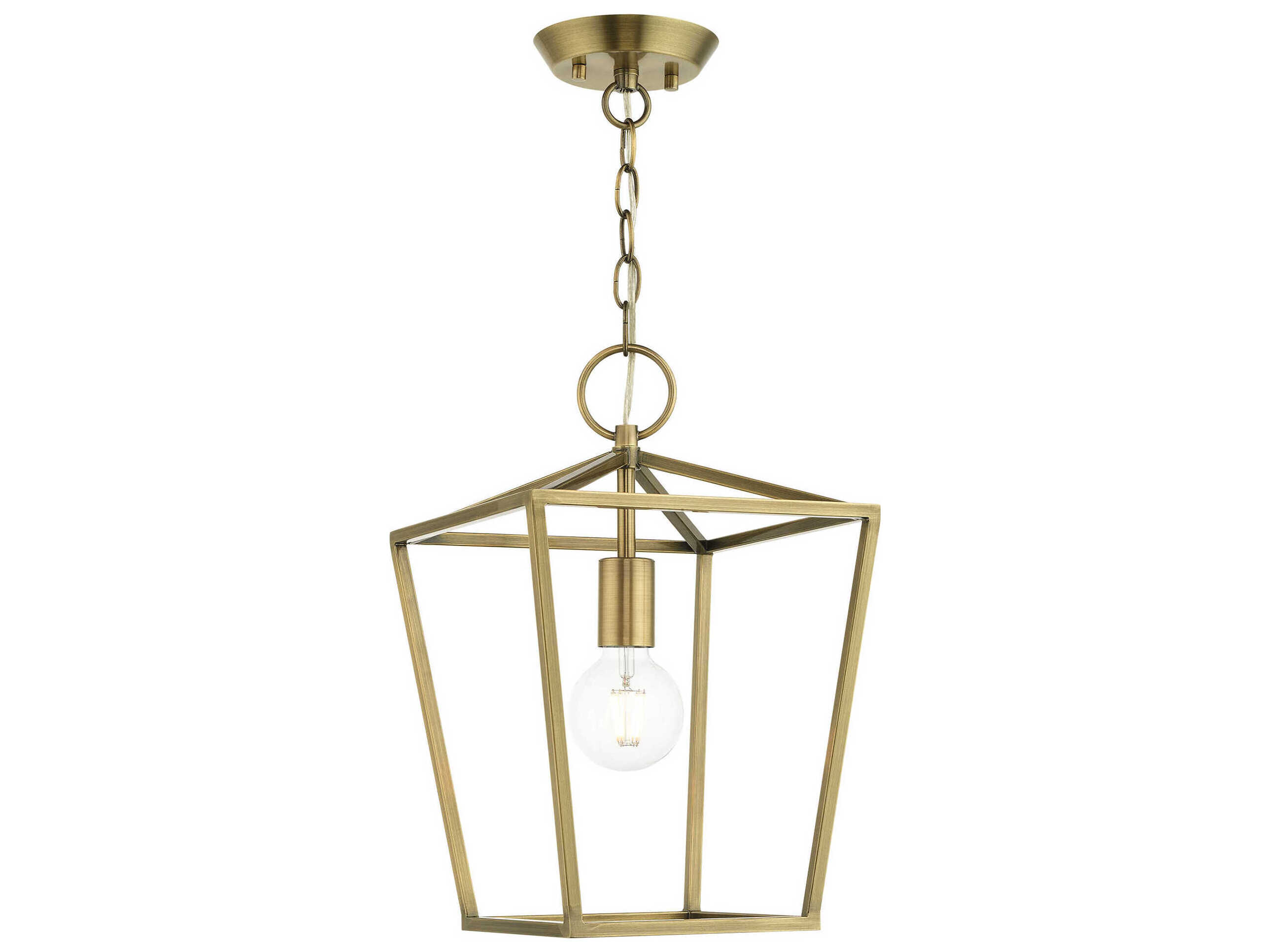 Livex Lighting Devone 1-Light Antique Brass Lantern Mini Pendant