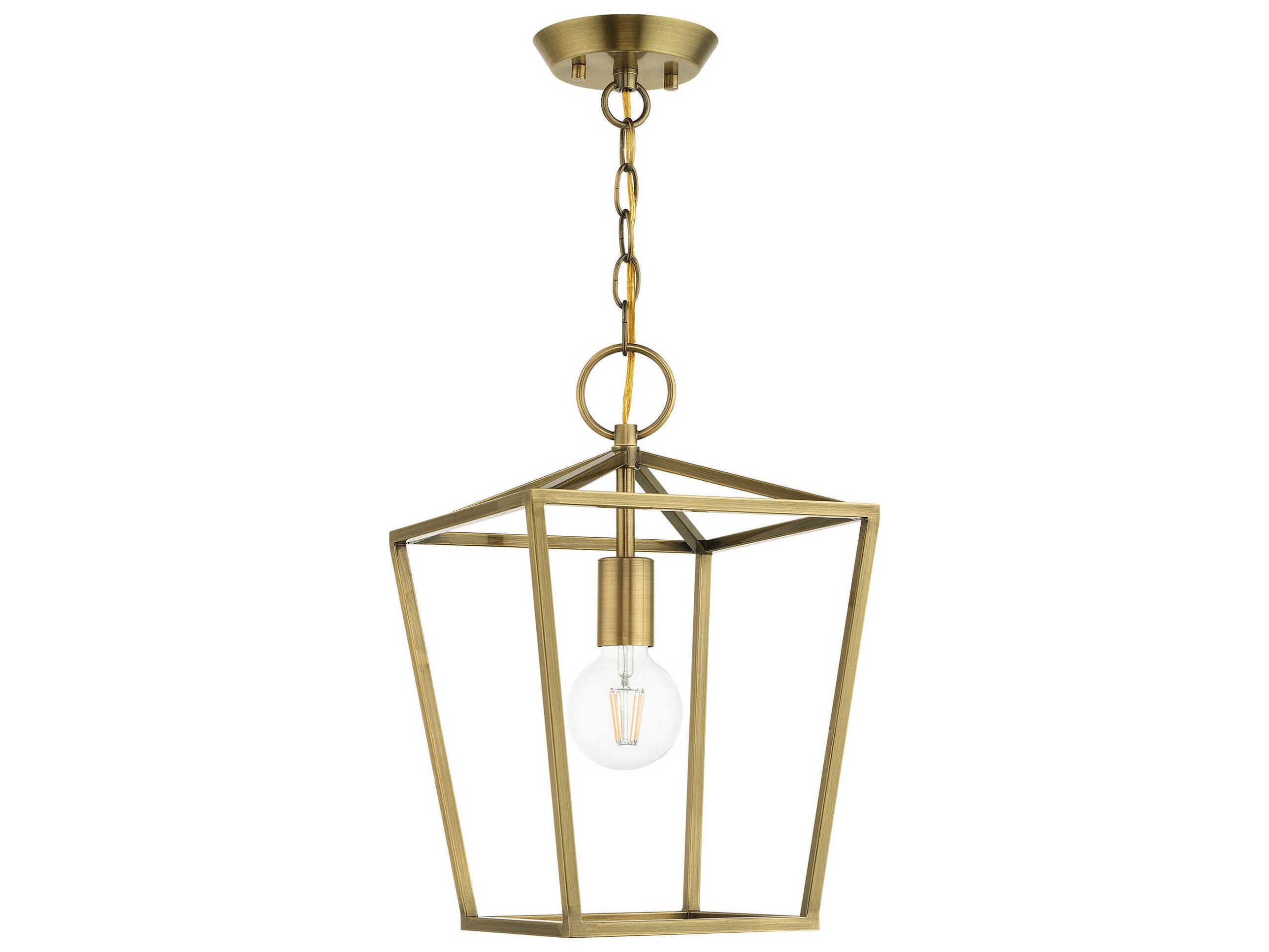 Livex Lighting Devone 1-Light Antique Brass Lantern Mini Pendant