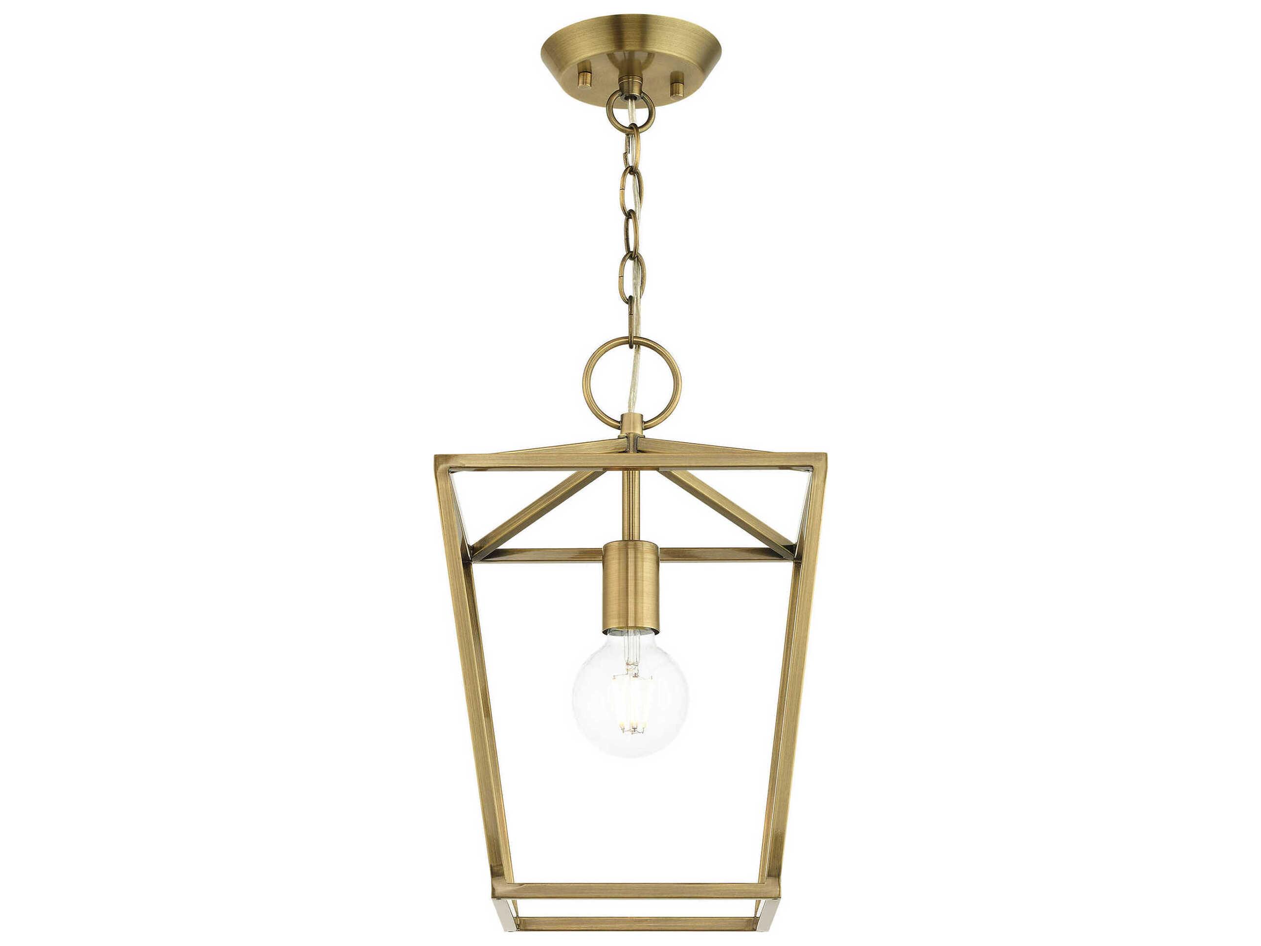 Livex Lighting Devone 1-Light Antique Brass Lantern Mini Pendant