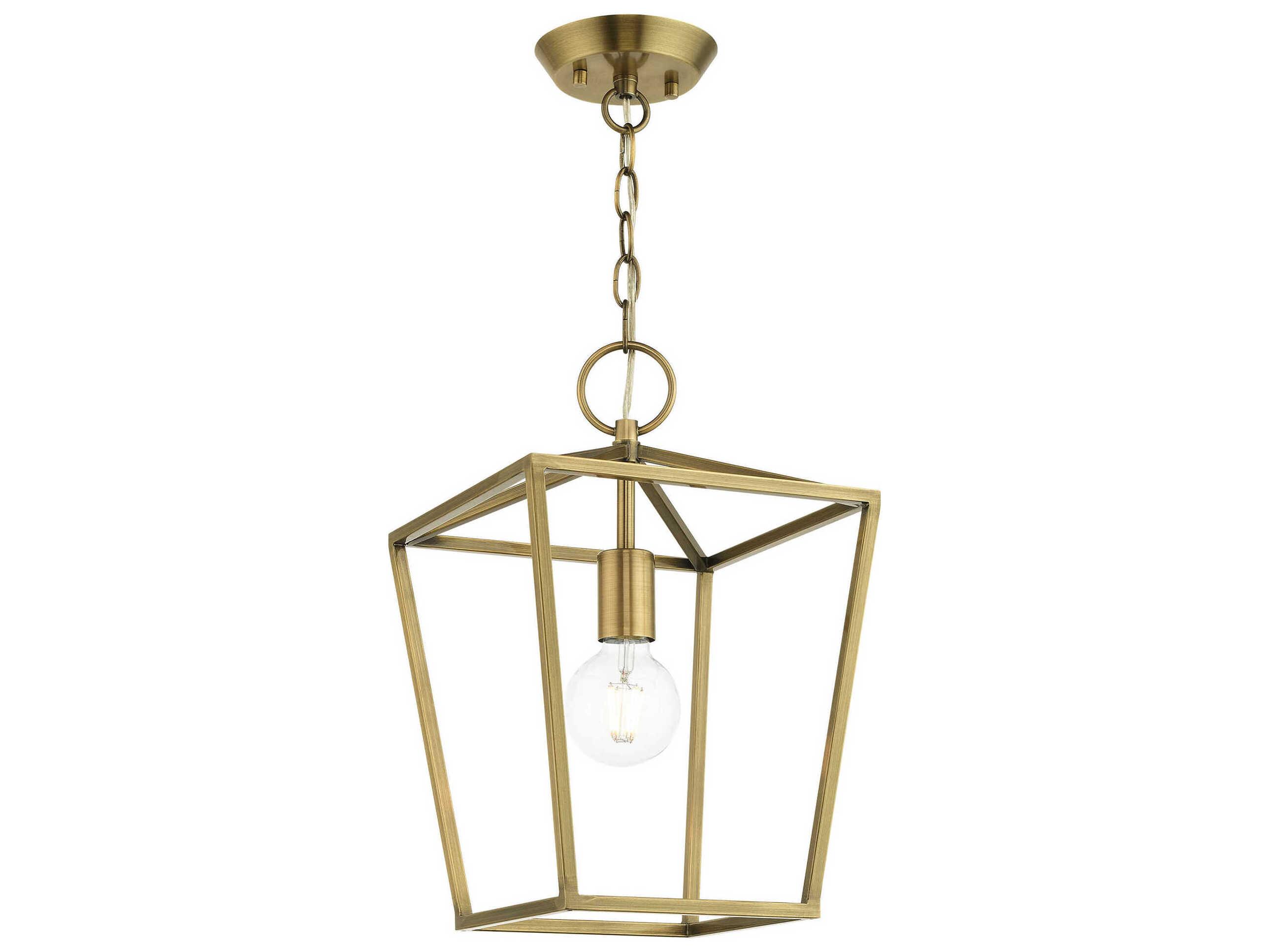 Livex Lighting Devone 1-Light Antique Brass Lantern Mini Pendant