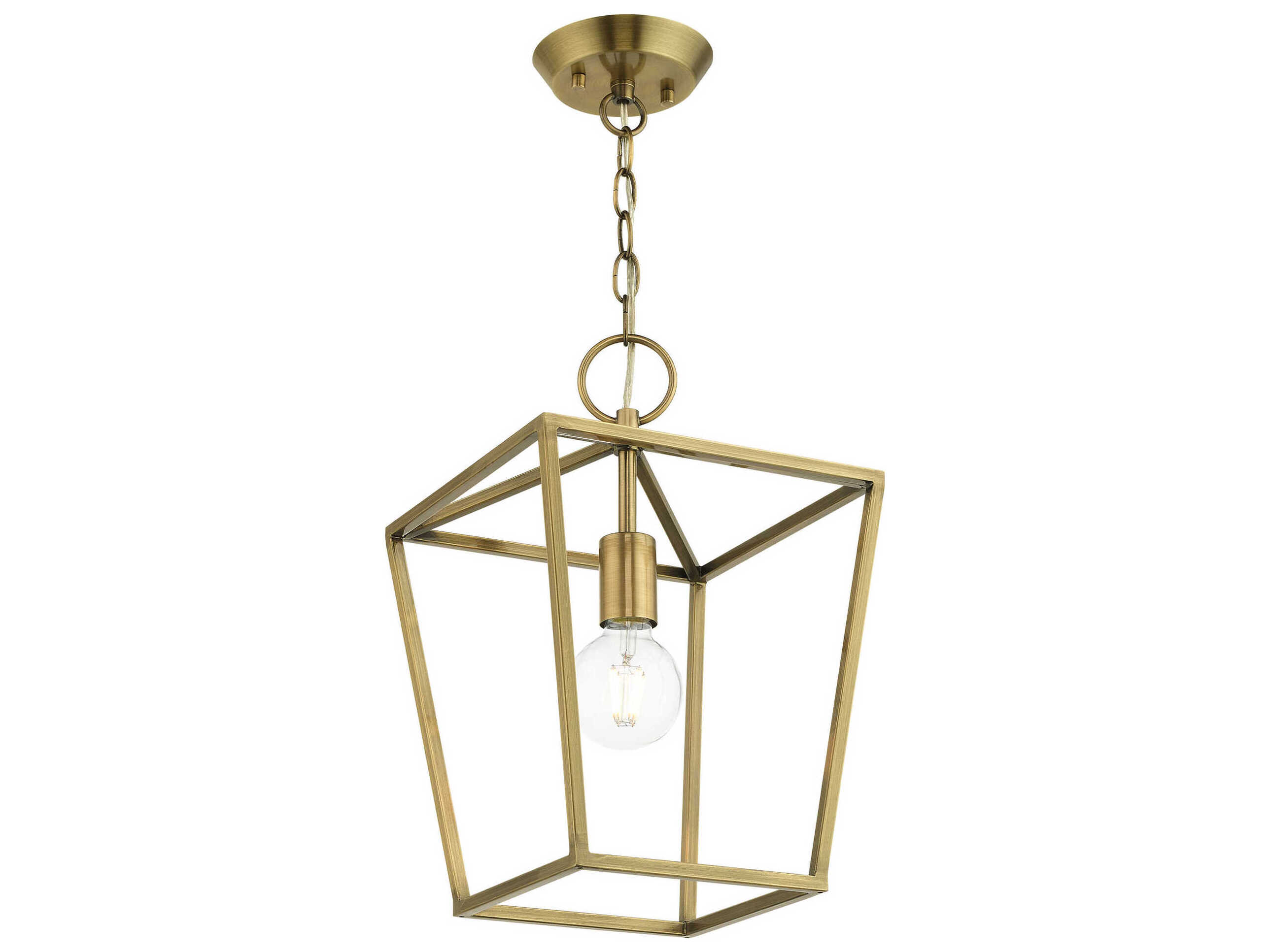 Livex Lighting Devone 1-Light Antique Brass Lantern Mini Pendant