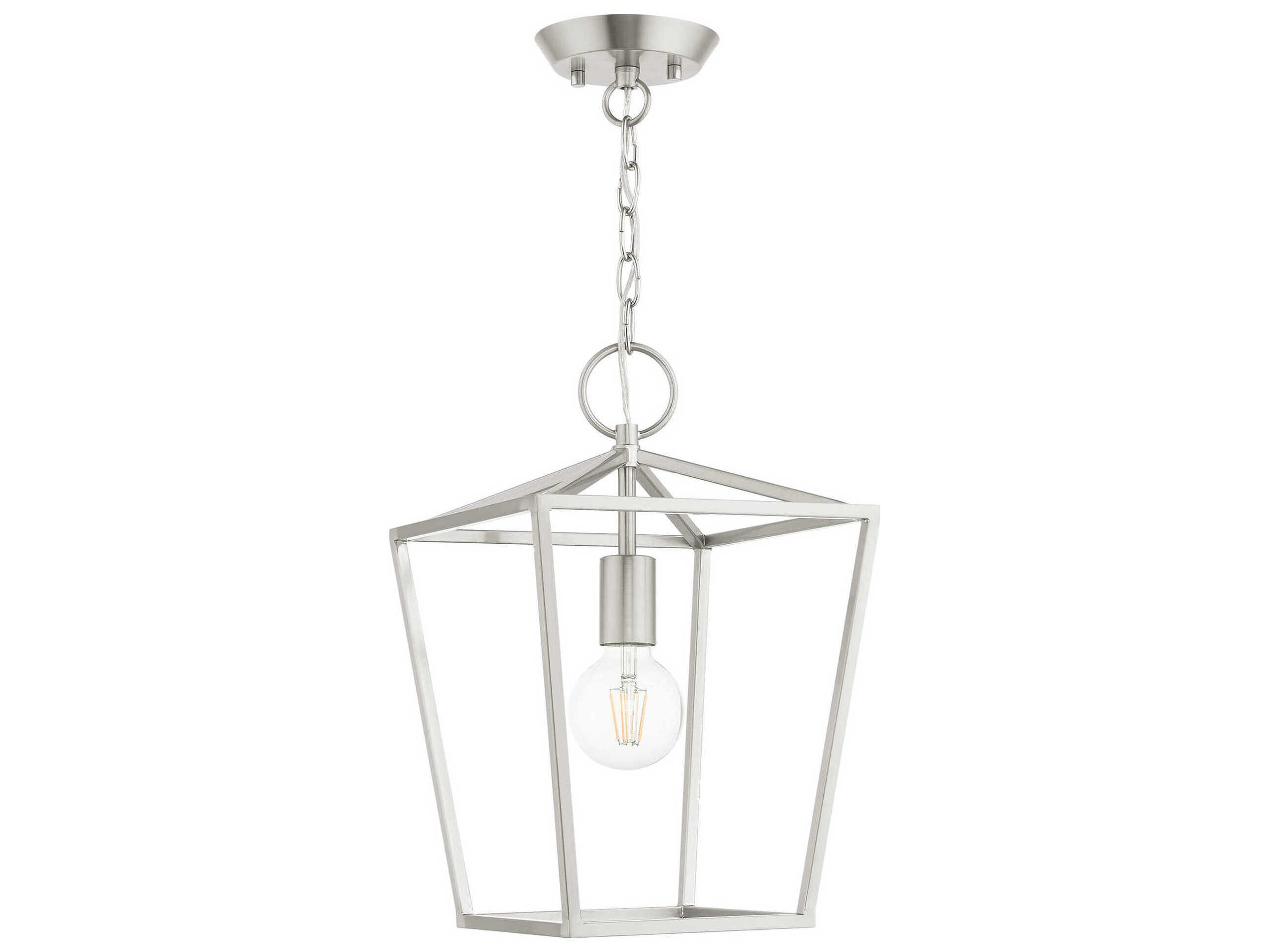 Livex Lighting Devone 1-Light Brushed Nickel Lantern Mini Pendant