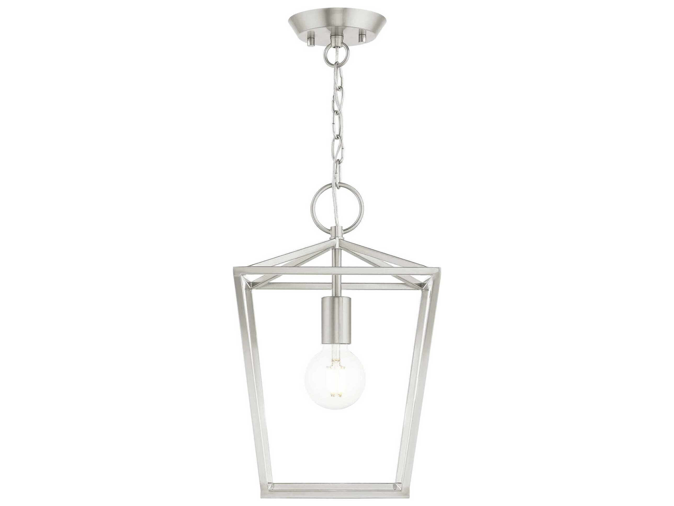 Livex Lighting Devone 1-Light Brushed Nickel Lantern Mini Pendant