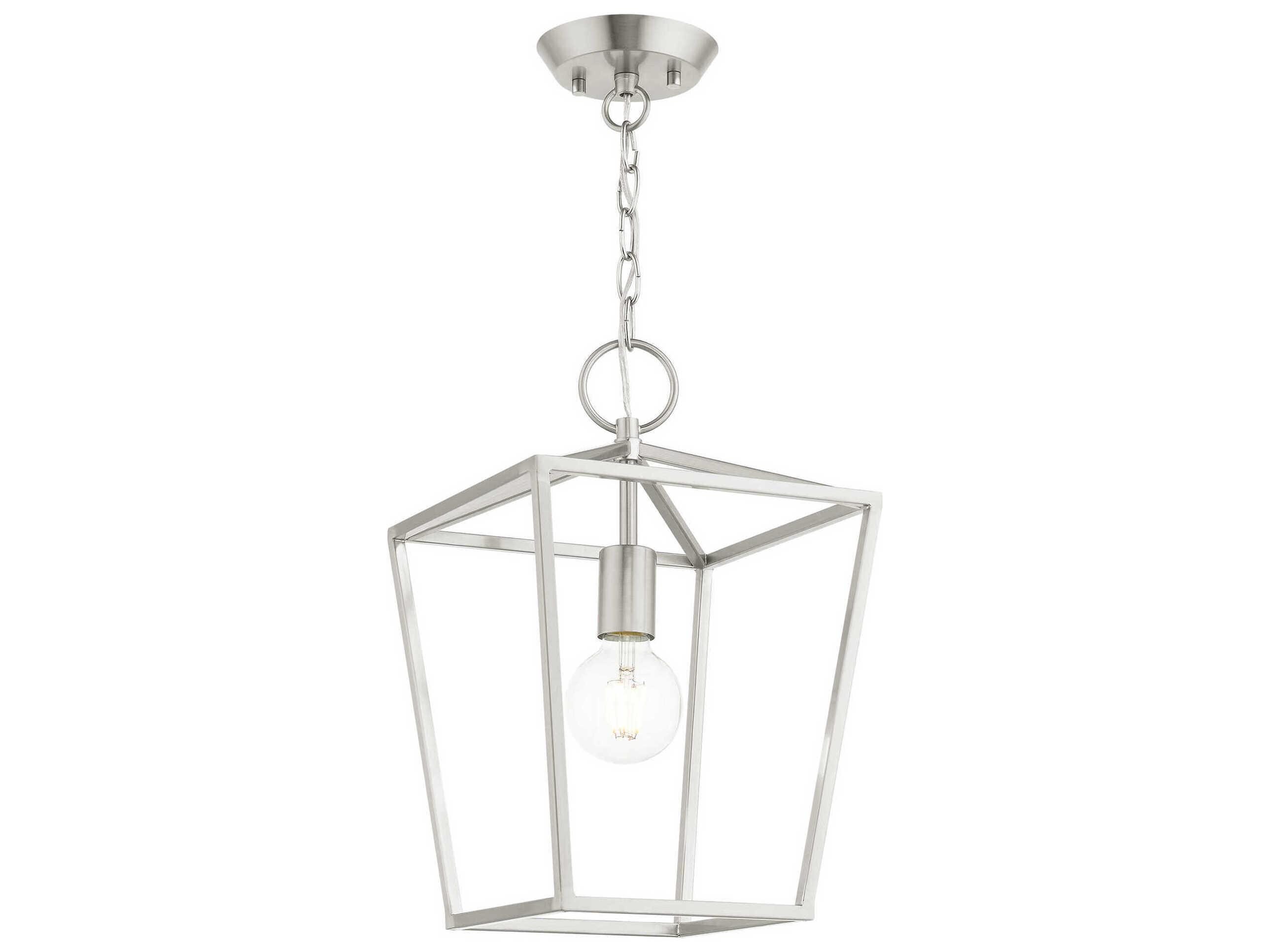 Livex Lighting Devone 1-Light Brushed Nickel Lantern Mini Pendant