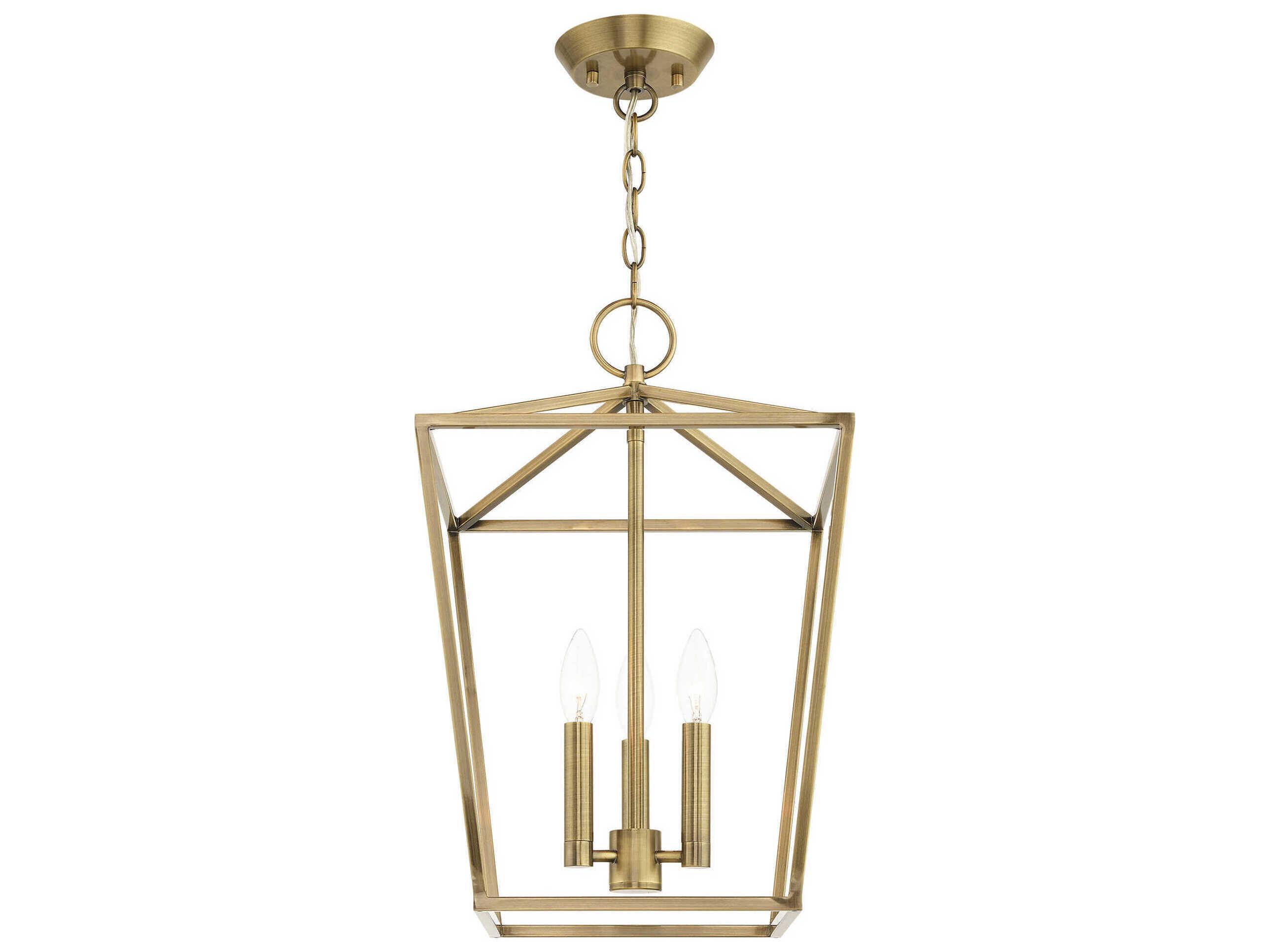 Livex Lighting Devone 3-Light Antique Brass Candelabra Lantern Chandelier