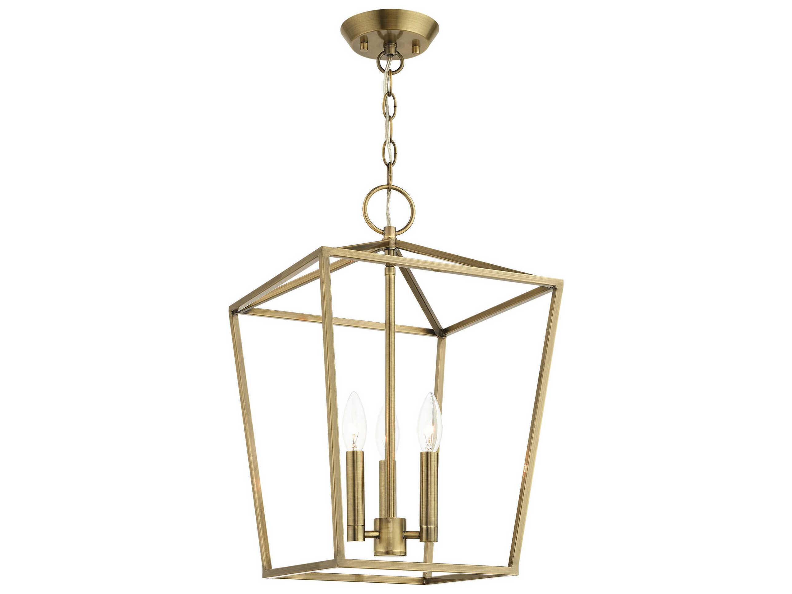 Livex Lighting Devone 3-Light Antique Brass Candelabra Lantern Chandelier