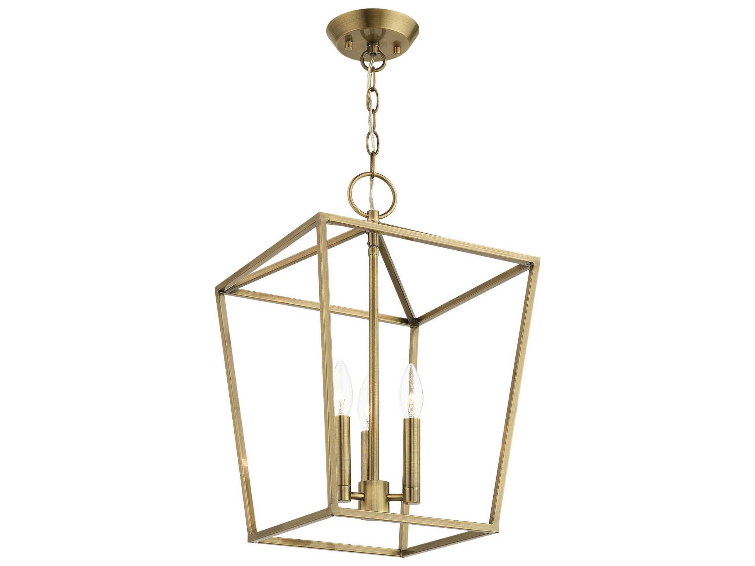 Livex Lighting Devone 3-Light Antique Brass Candelabra Lantern Chandelier