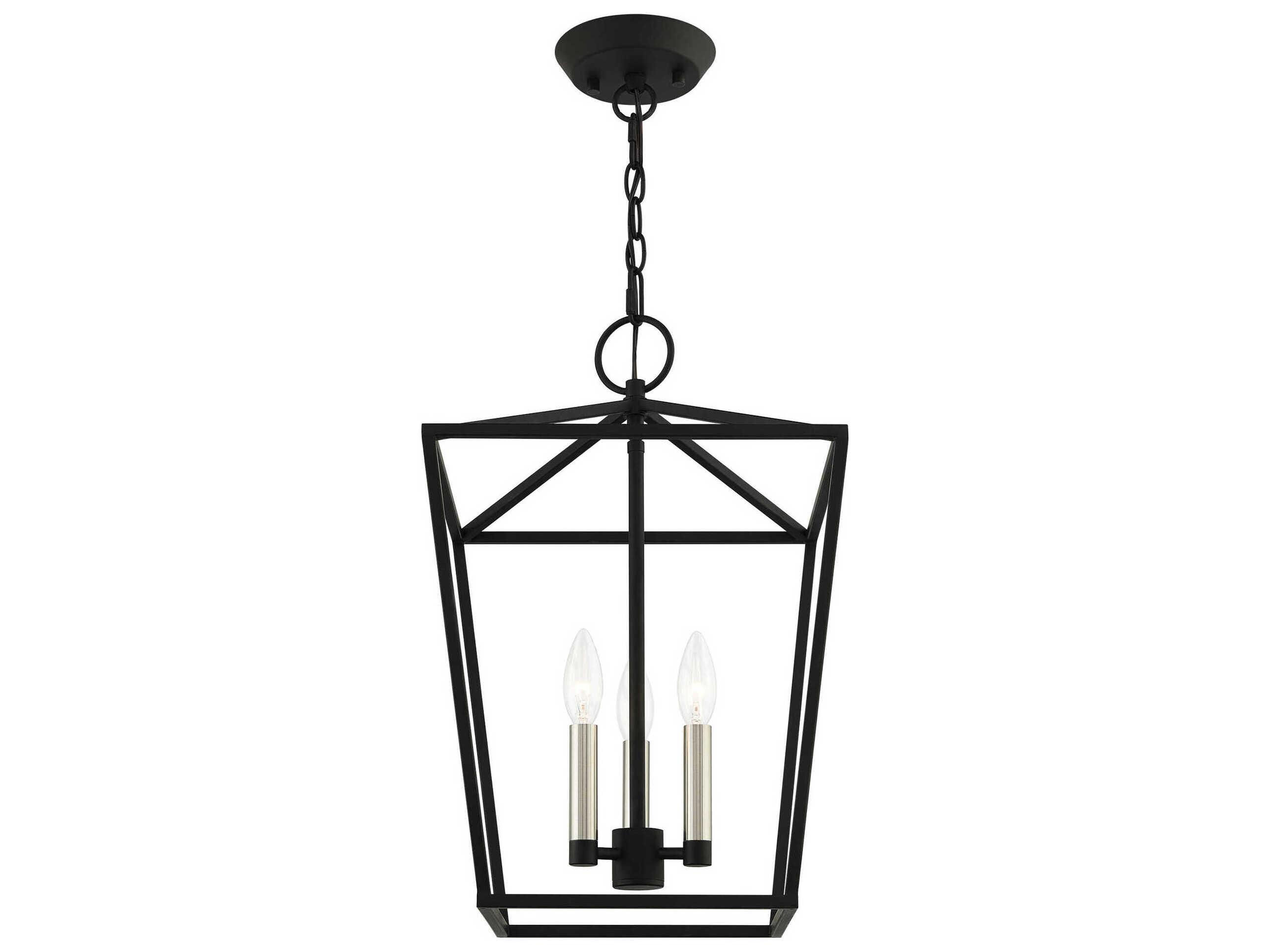 Livex Lighting Devone 3-Light Black Candelabra Lantern Chandelier