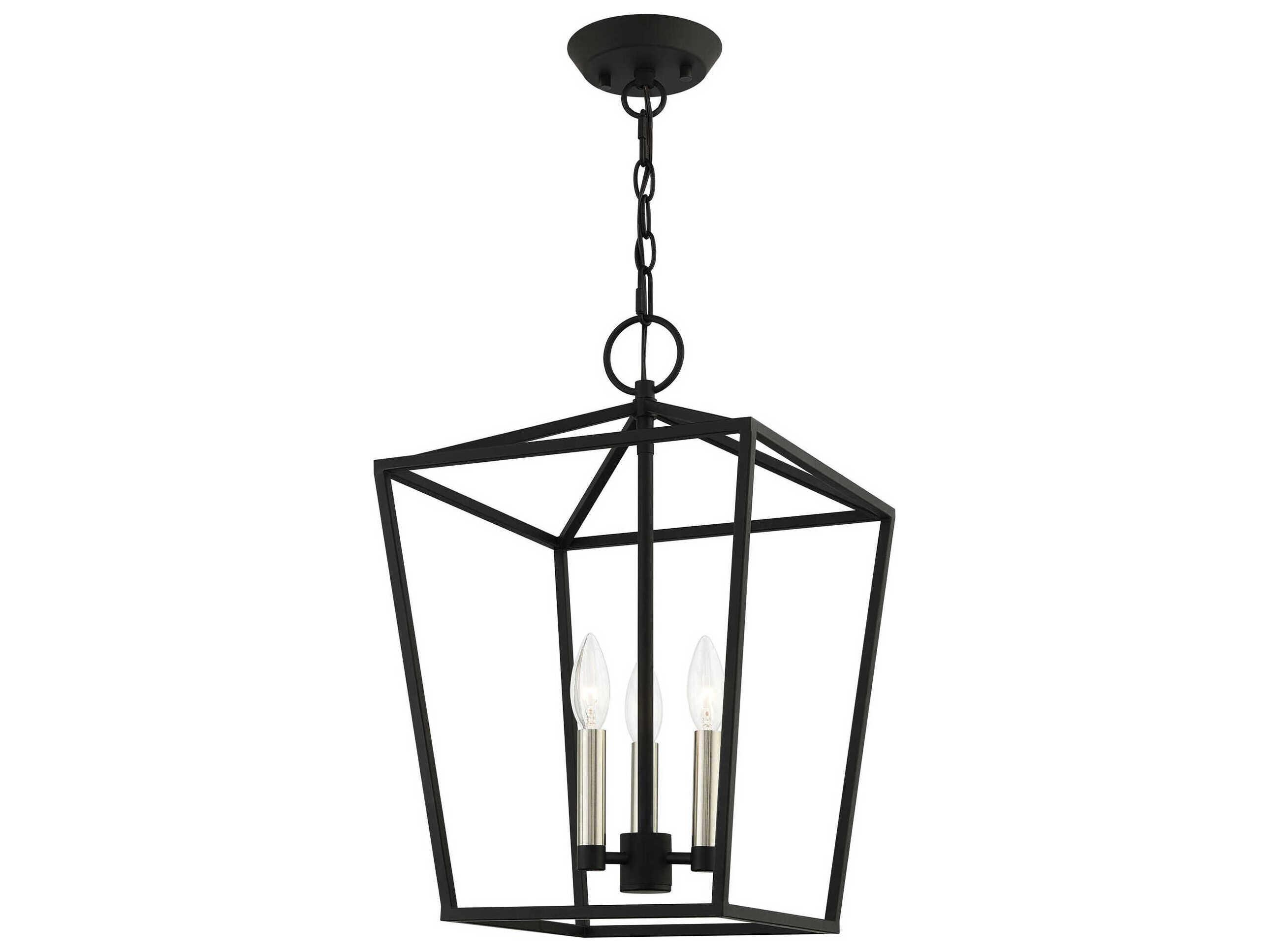 Livex Lighting Devone 3-Light Black Candelabra Lantern Chandelier