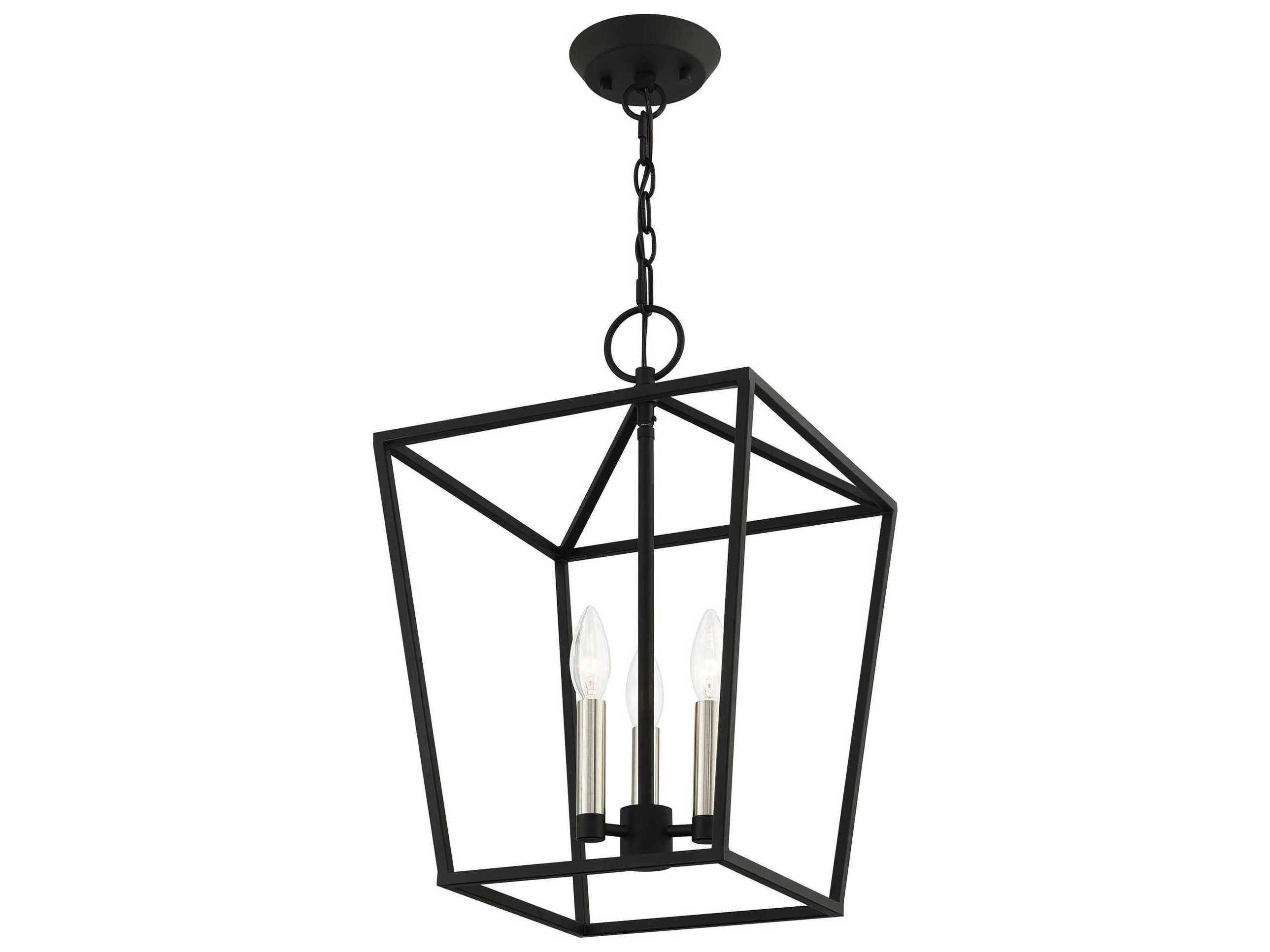 Livex Lighting Devone 3-Light Black Candelabra Lantern Chandelier