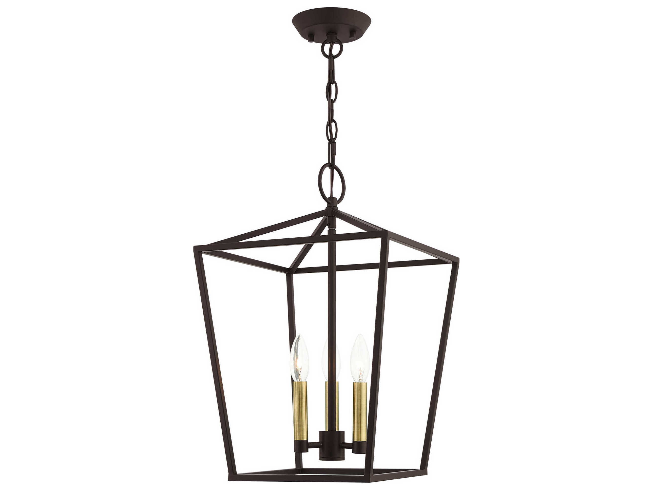 Livex Lighting Devone 3-Light Bronze Candelabra Lantern Chandelier